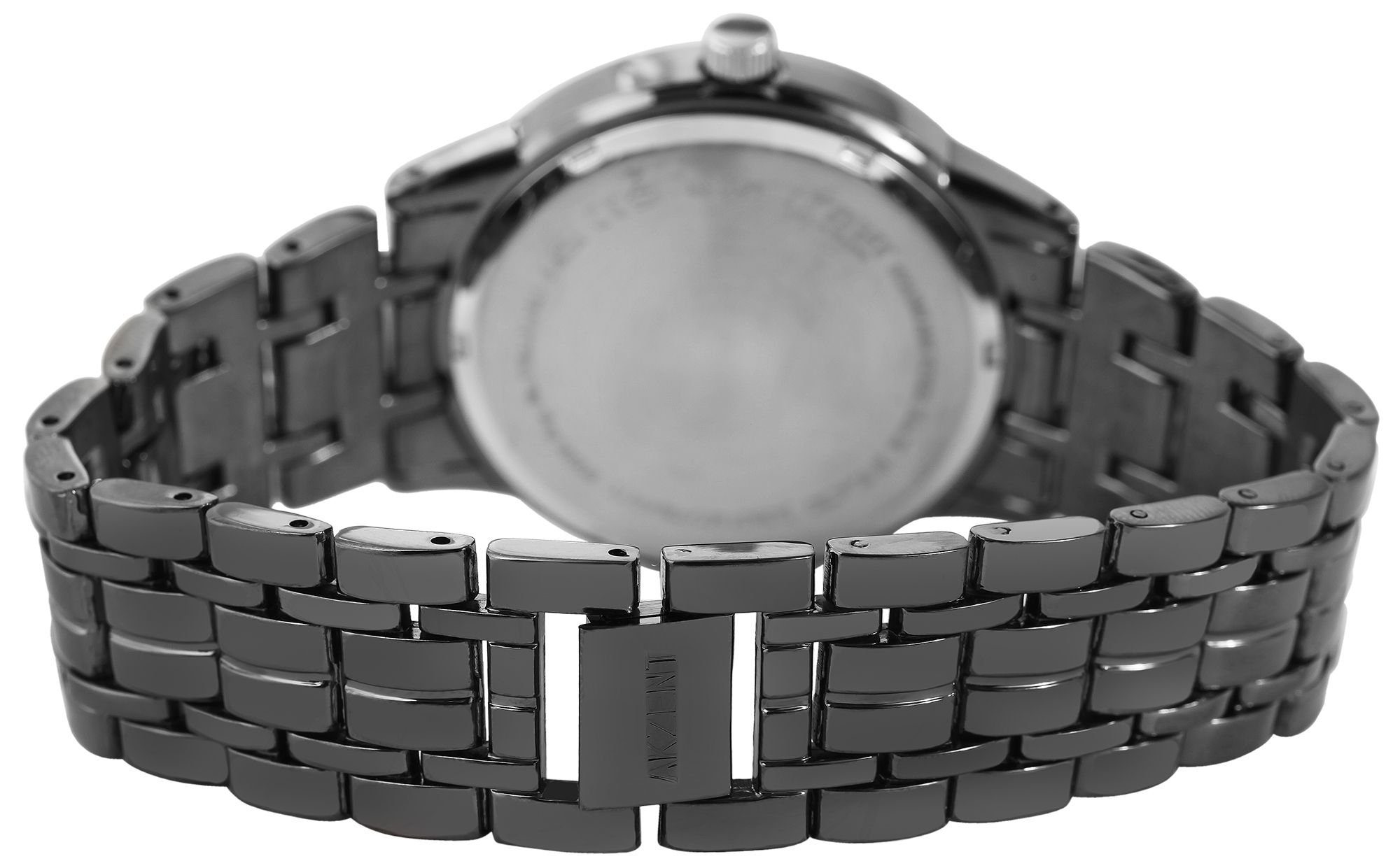 AKZENT Quarzuhr Serdar Metall Herren Gliederband mit Grau Armbanduhr aus