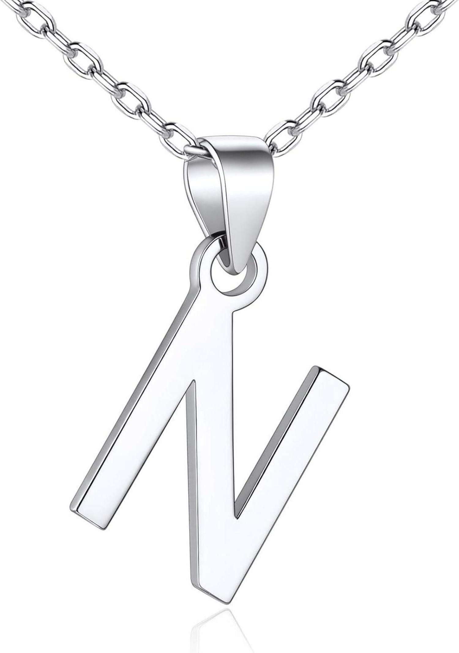 Kette und Anhänger Set 925 Silber Initiale Anhänger Halskette Damen Buchstabenkette