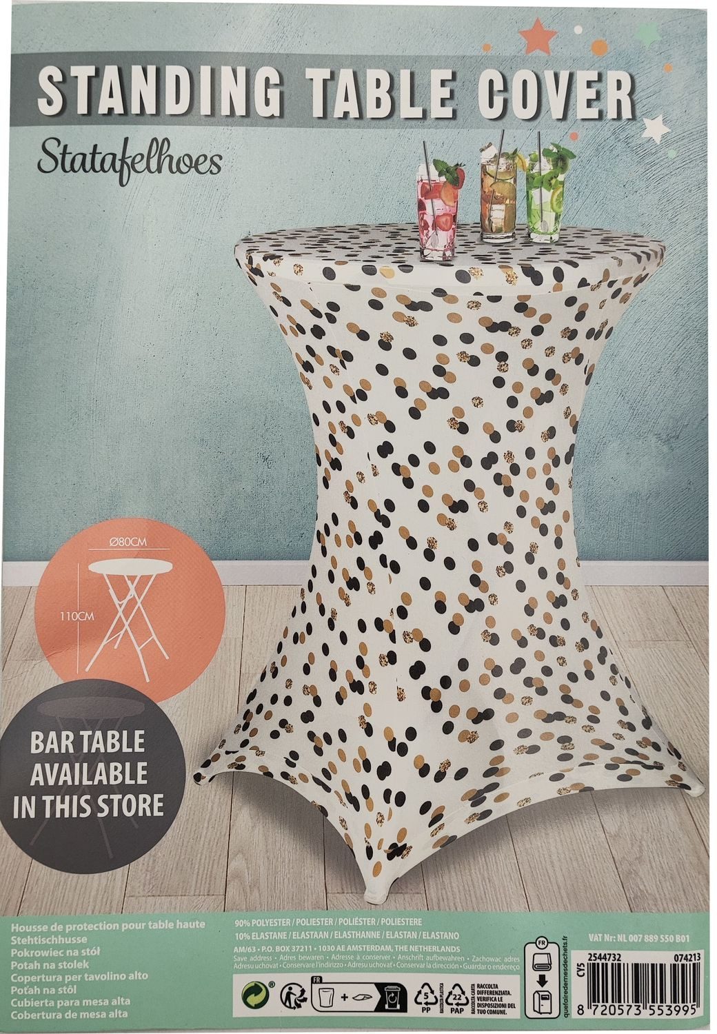 BURI Stuhlhusse Stretch Stehtischbezug 80cm Stehtischhusse Husse Stehtisch Bezug bunt