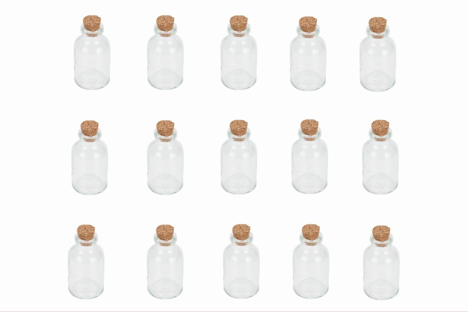 15 Korken mit Probierflaschen Größe Dekovase NaDeco 20ml, 6x3cm Stück, Likörflaschen