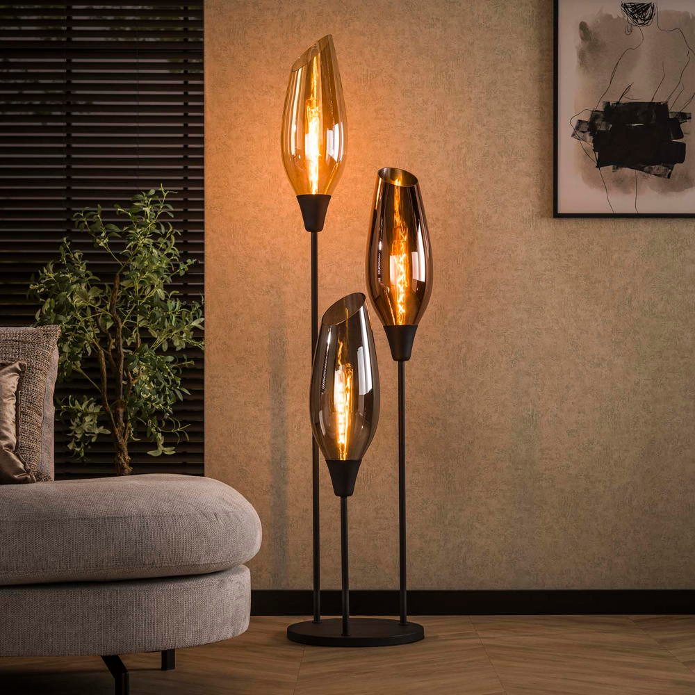 famlights Stehlampe famlights, Stehleuchte Debbie in Mehrfarbig und Schwarz E27 3-flammig
