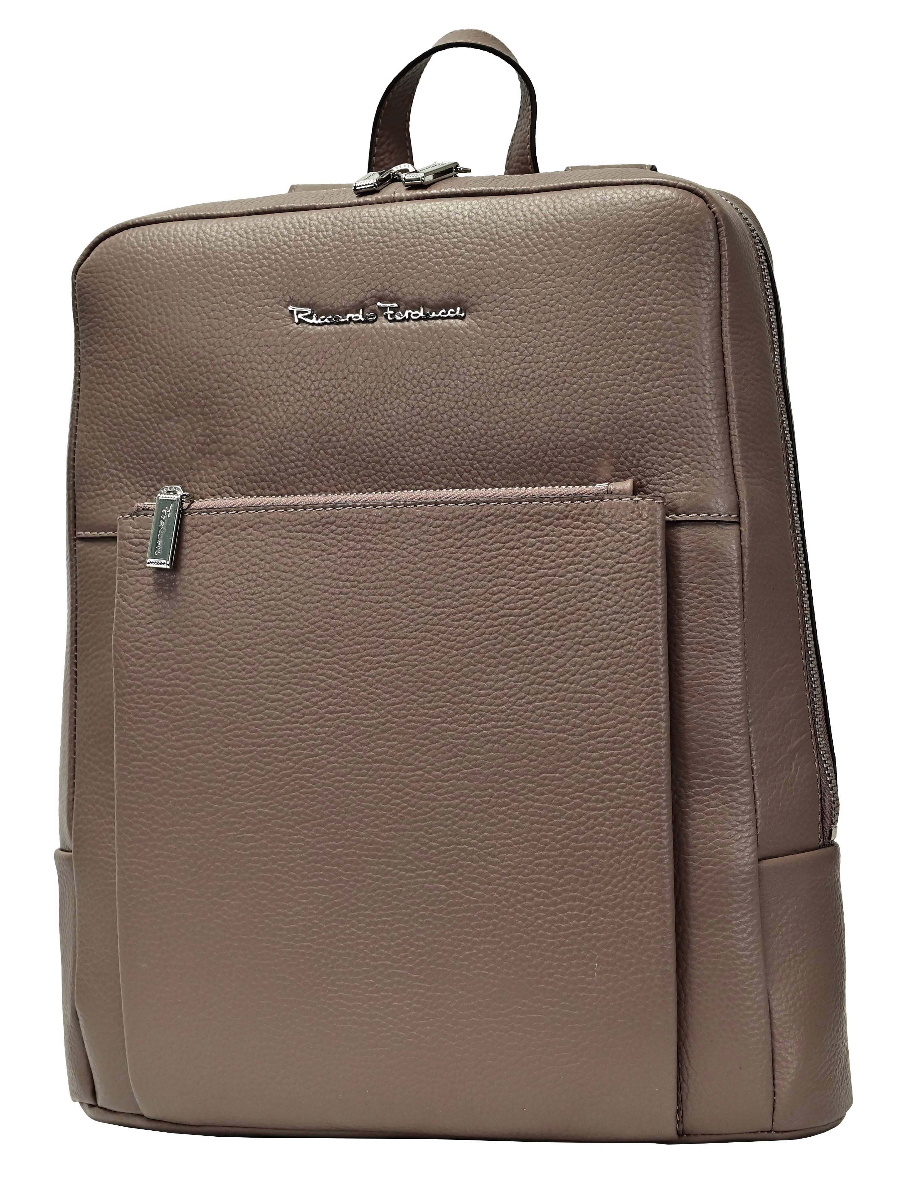 RICCARDO FERDUCCI Cityrucksack LapTop Backpack (incl. Staubbeutel, LED-Leuchte), echt Leder