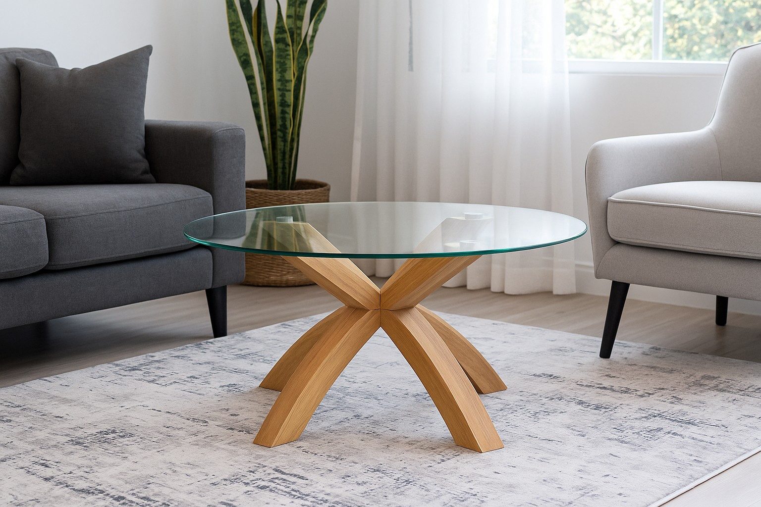 moebel-direkt-online Couchtisch Gestell aus Massivholz Eiche, große runde S günstig online kaufen