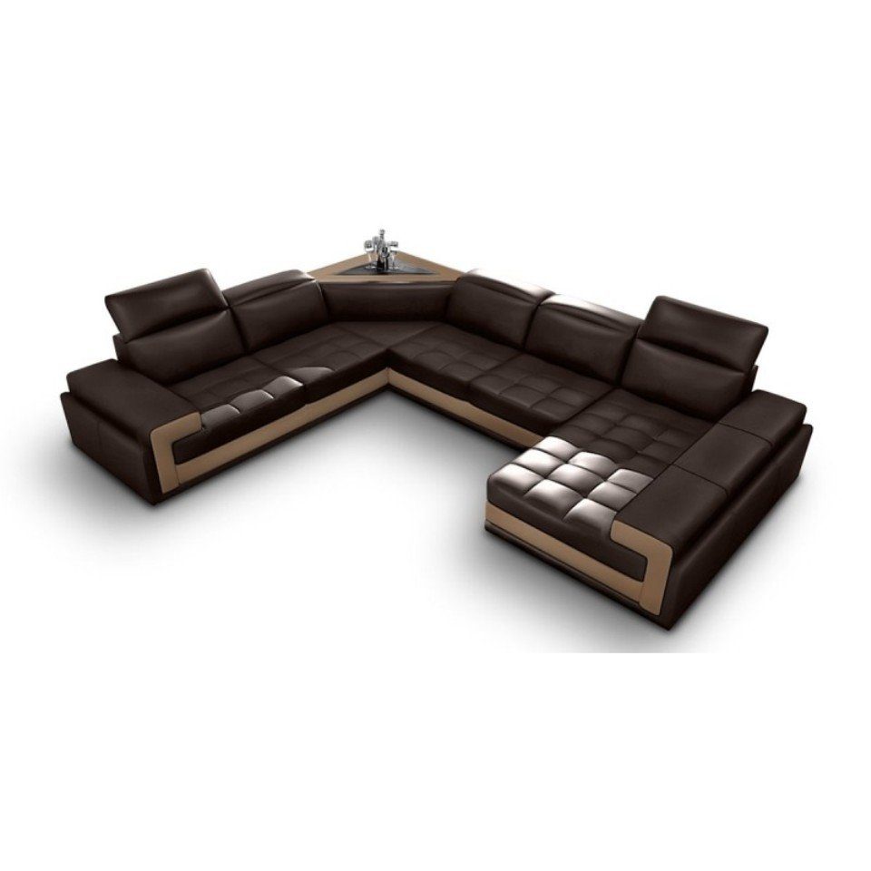XXL Couch U Sofa Big Sitz JVmoebel Wohnlandschaft FlawilS Form Ecksofa, Ledersofa