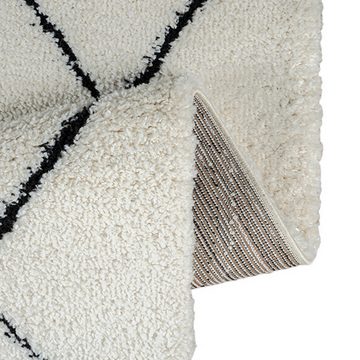 Teppich Eleganter Teppich mit Rautenmuster in Schwarz und Weiß, TeppichHome24, rechteckig, Höhe: 30 mm
