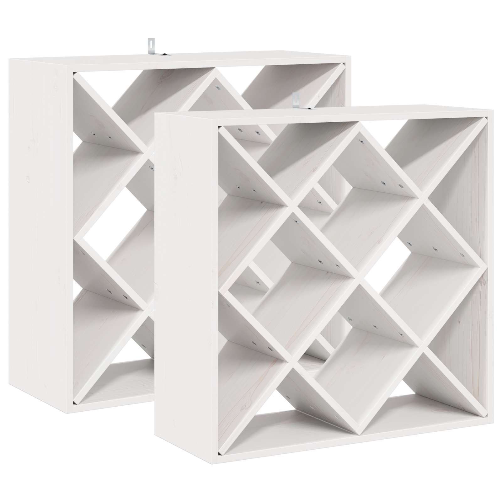 vidaXL Barschrank Weinregal 2 pcs Weiß 62 x 25 x 62 cm Massives Kiefernholz (2-St)