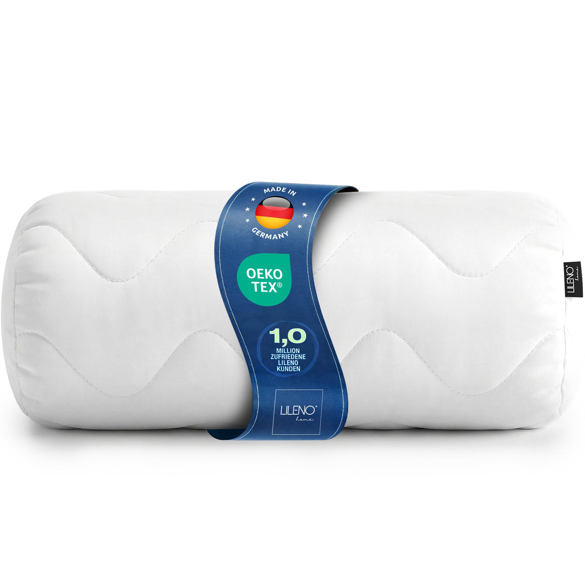 LILENO HOME Kopfkissen LILENO HOME Allergiker Kopfkissen Oeko-Tex & - Made in Germany, Füllung: 100% Polyester, Seitenschläfer, Bauchschläfer, Rückenschläfer, Spar-Set, 1er Set, Nackenrolle 15x40 cm, allergikergeeignetes Nackenkissen