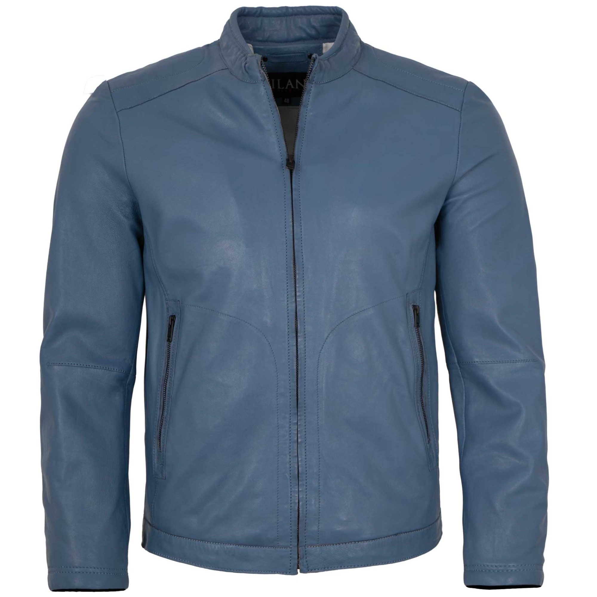 Jilani Lederjacke Saverio-3 Jilani - Herren Lederjacke Lammnappa hellblau