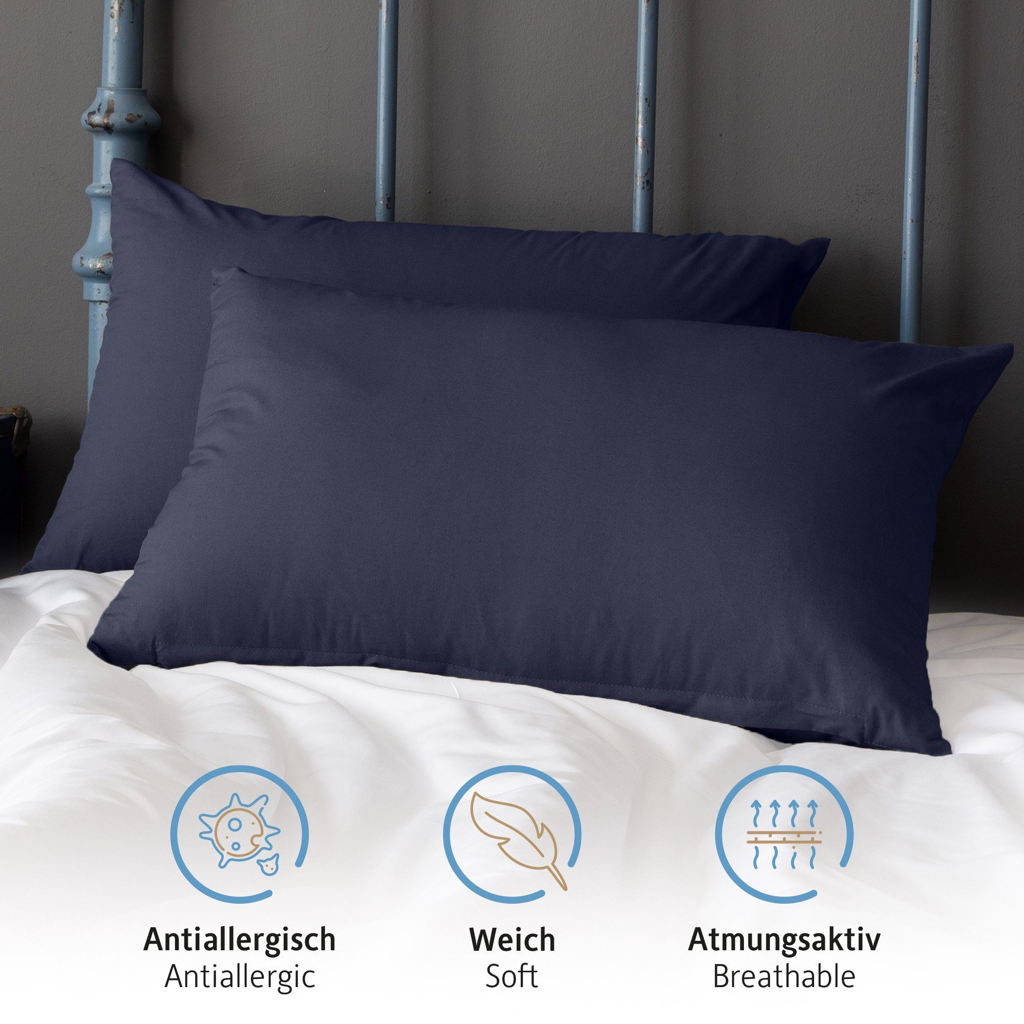 Komfortec Kissenbezug Premium Kopfkissenbezug, gebürstet 100% günstig online kaufen