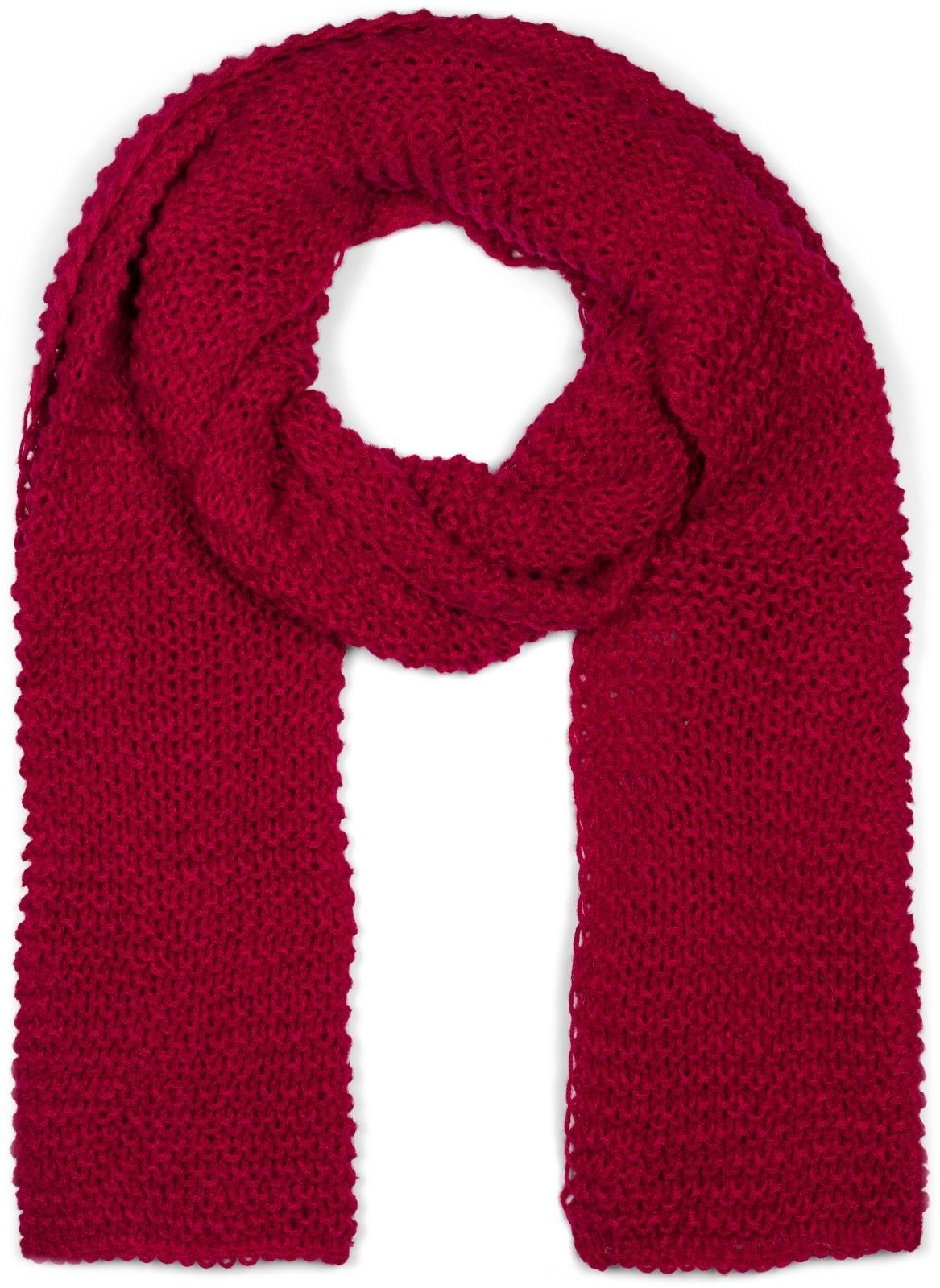 styleBREAKER Strickschal, (1-St), Langer Strick Schal mit Wellen Strickmuster Bordeaux-Rot