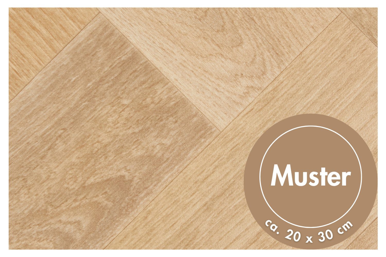 misento Виниловый ламинат Astell in Holzoptik Fischgrät, für Feuchtraum- und Privatbereiche, PVC Bodenbelag Meterware 200/400 cm breit, Stärke 2,5 mm
