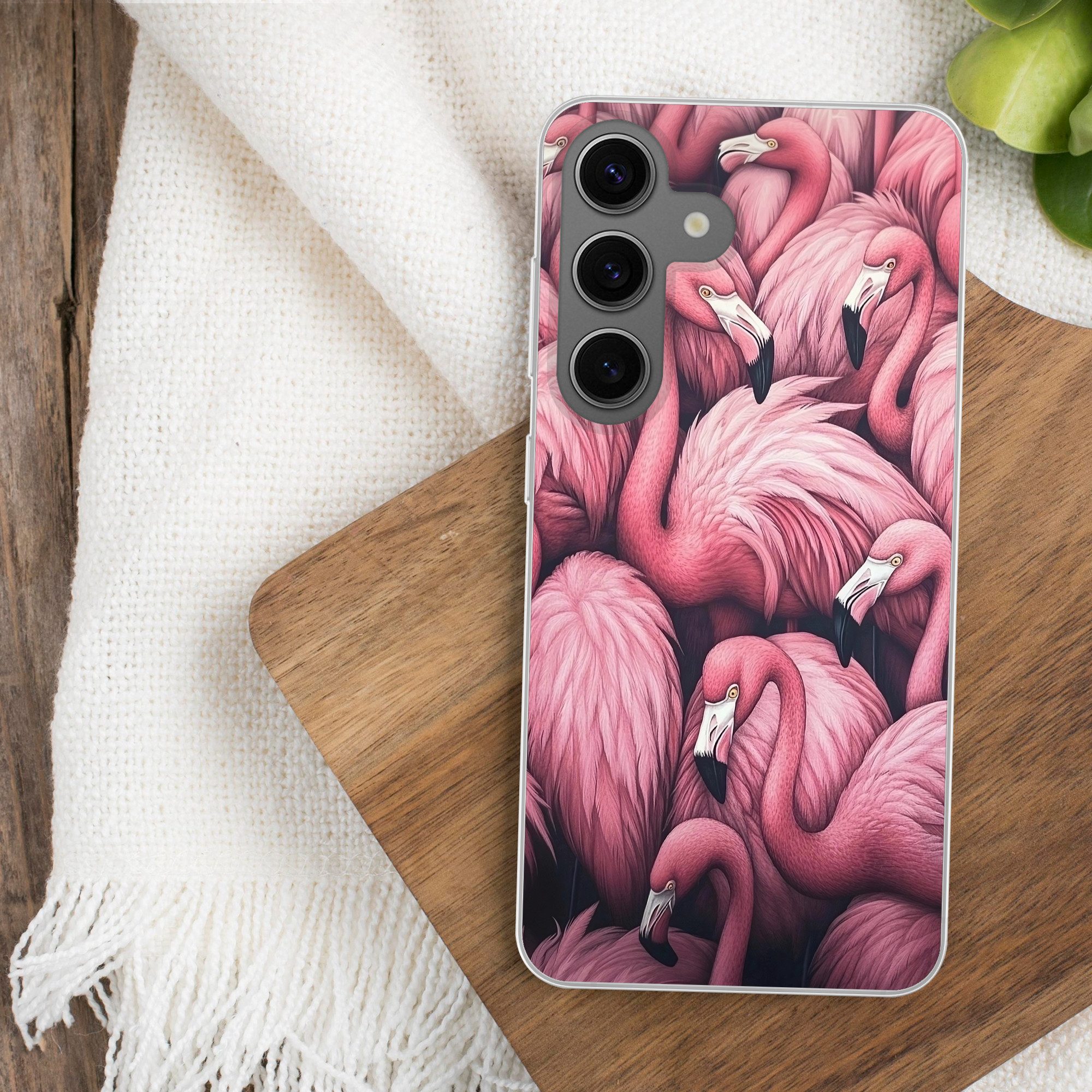 MuchoWow Handyhülle für Samsung Galaxy S24 Flamingo - Rosa - Tiere, Phone Case, Silikon, Schutzhülle Dünn