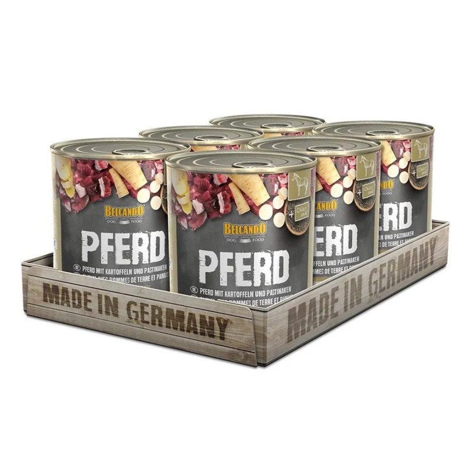 Belcando Pferd - hochwertiges, getreidefreies Nassfutter für sensible Hunde 6x800g, Nassfutter für: Hunde