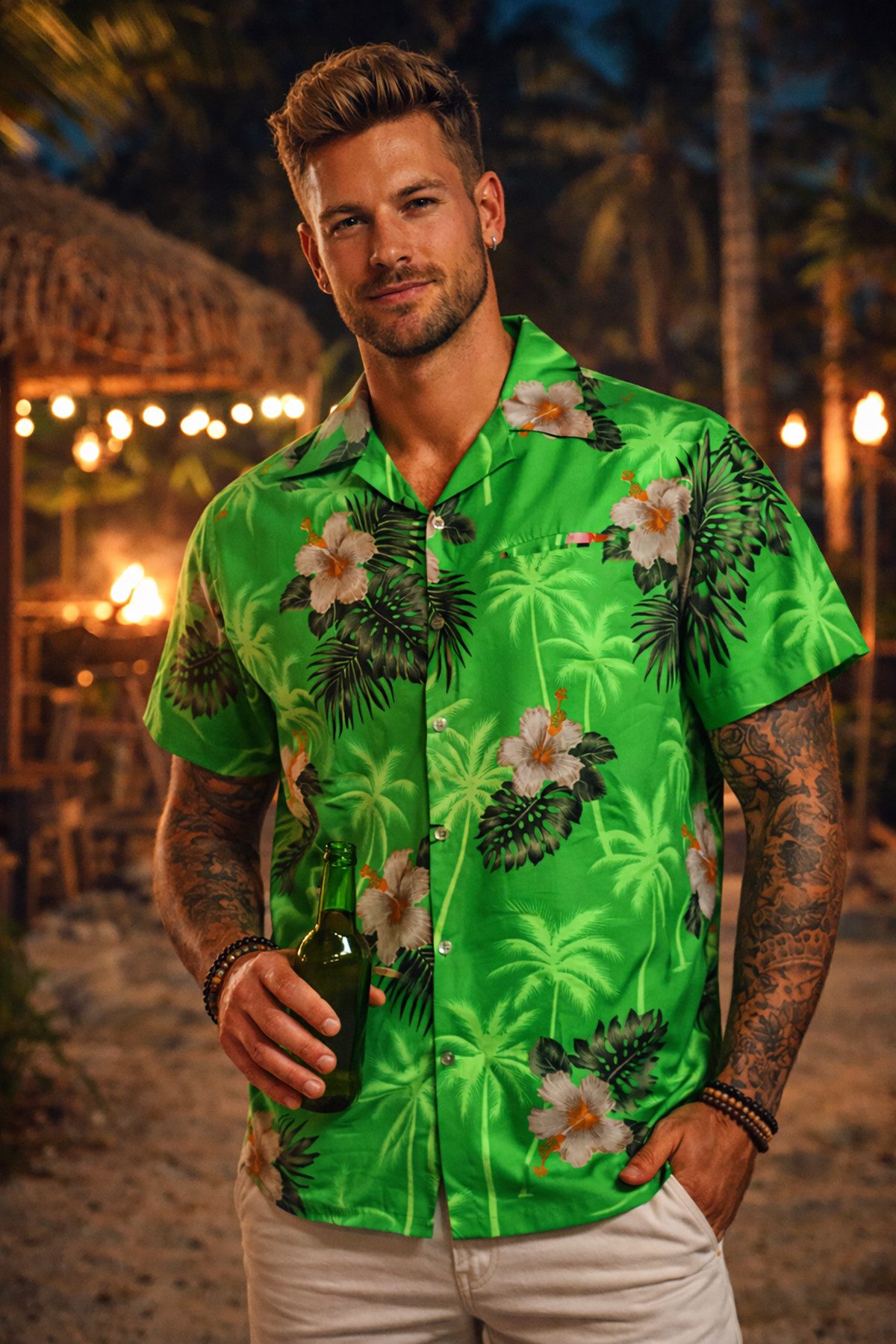 King Kameha Hawaiihemd "Small Flower" Funky Hawaii-Hemd Herren Kurzarm Fronttasche Sommerhemd