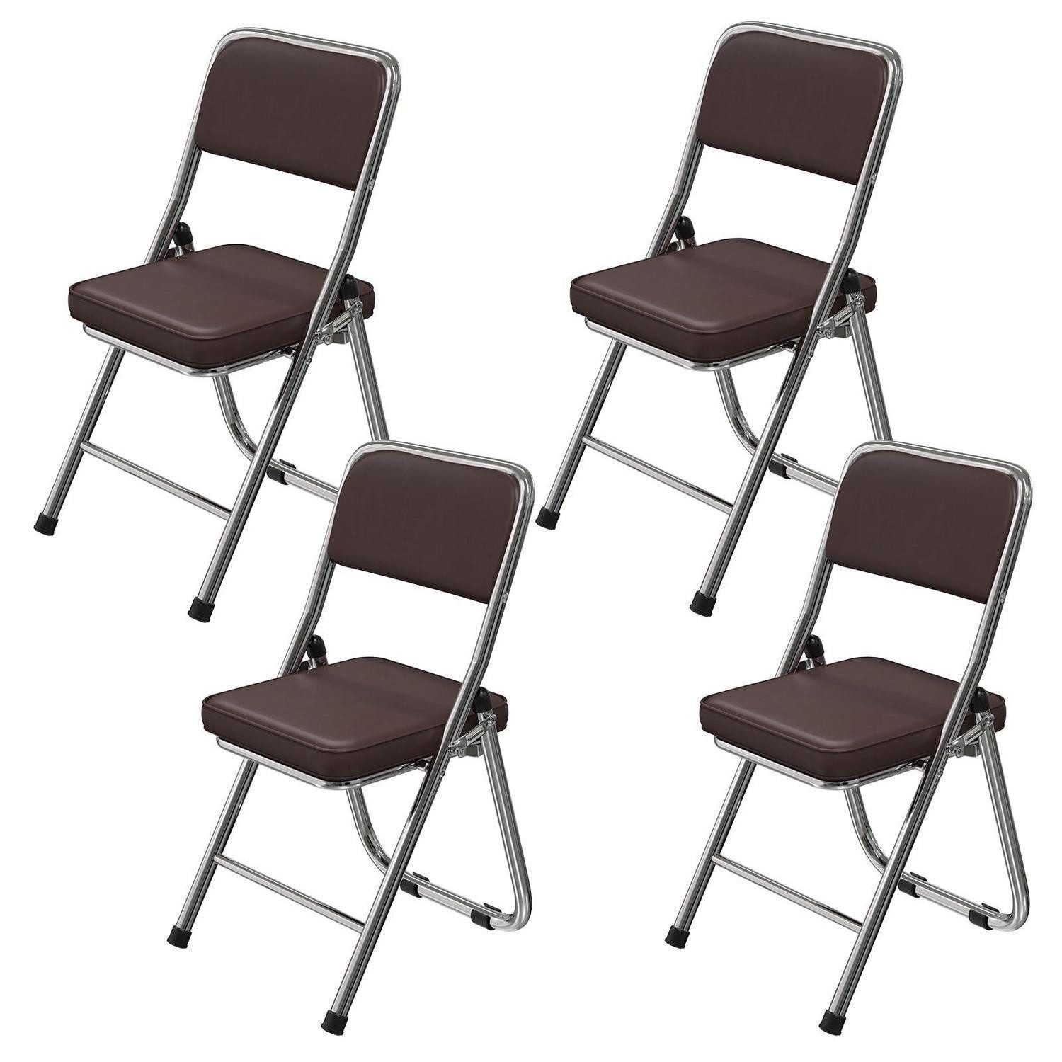 LuxusKollektion Klappstuhl 4er Klappstühle Set Lederoptik Schwarz-Lila (4 St)
