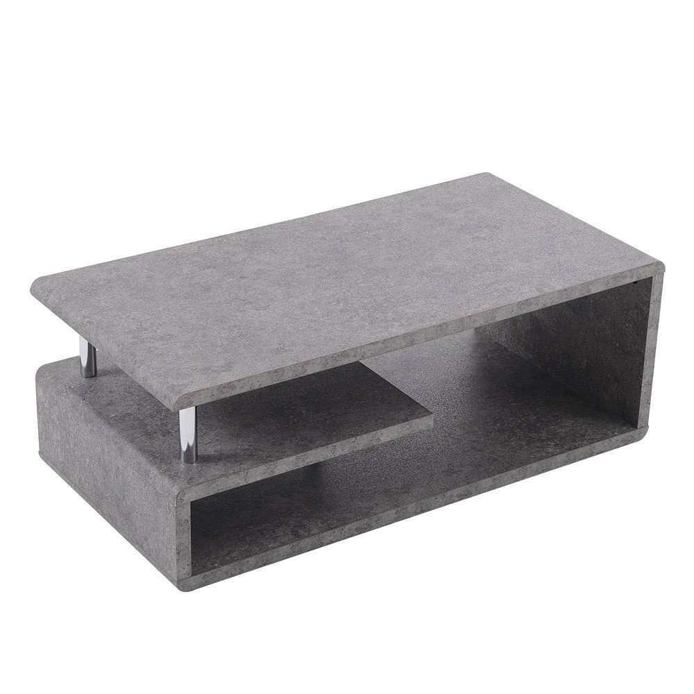 Couchtisch (1-St), Beistelltisch Wohnzimmertisch mit LED-Beleuchtung und Ablagefach, 110x55x40 cm