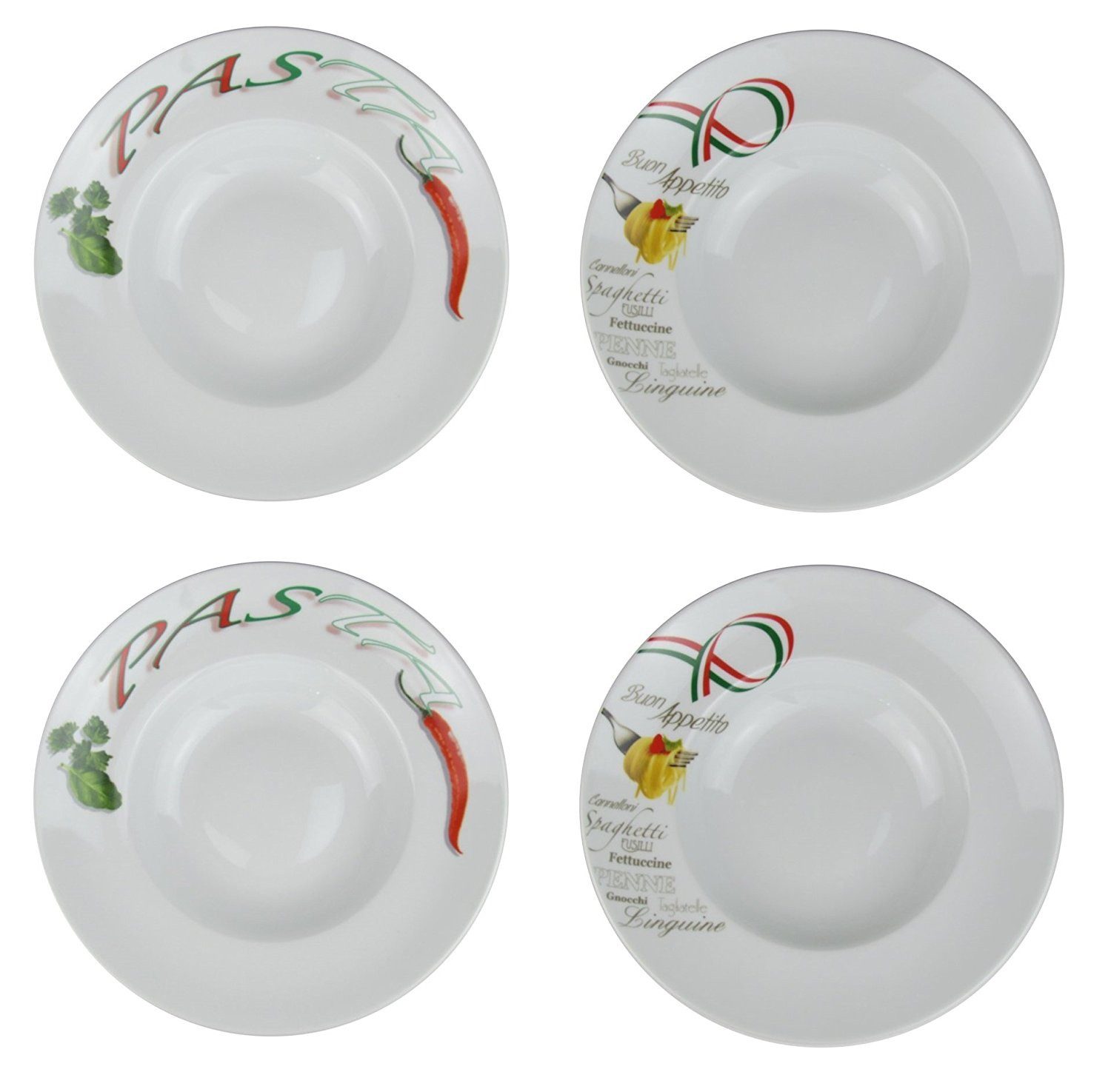 Retsch Arzberg Pastateller mit Dekor Ø 30cm inkl. Pastalöffel Set, (4 St), Spülmaschinengeeignet, Mikrowellengeeignet