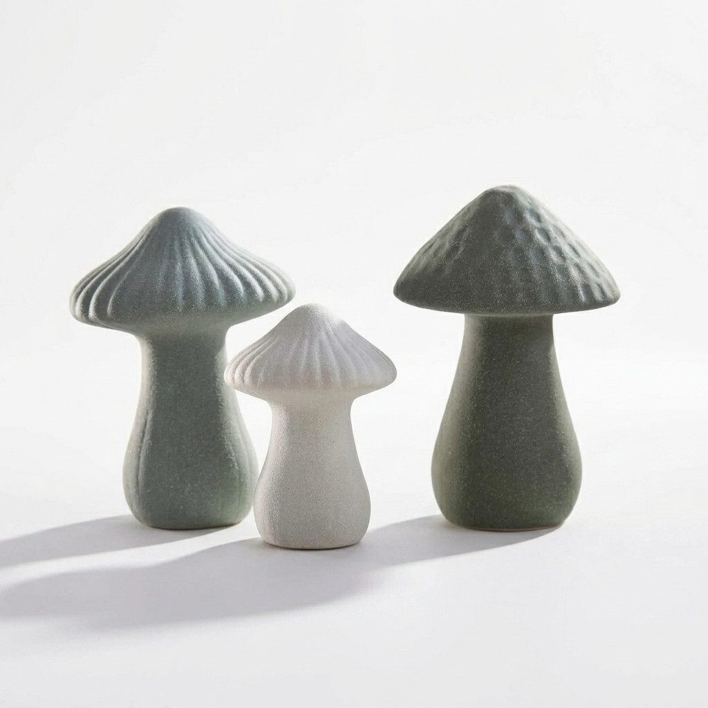 Home-trends24.de Dekofigur Pilz Pilze grün Herbst Halloween Porzellan Deko 3-er Set (3 St)