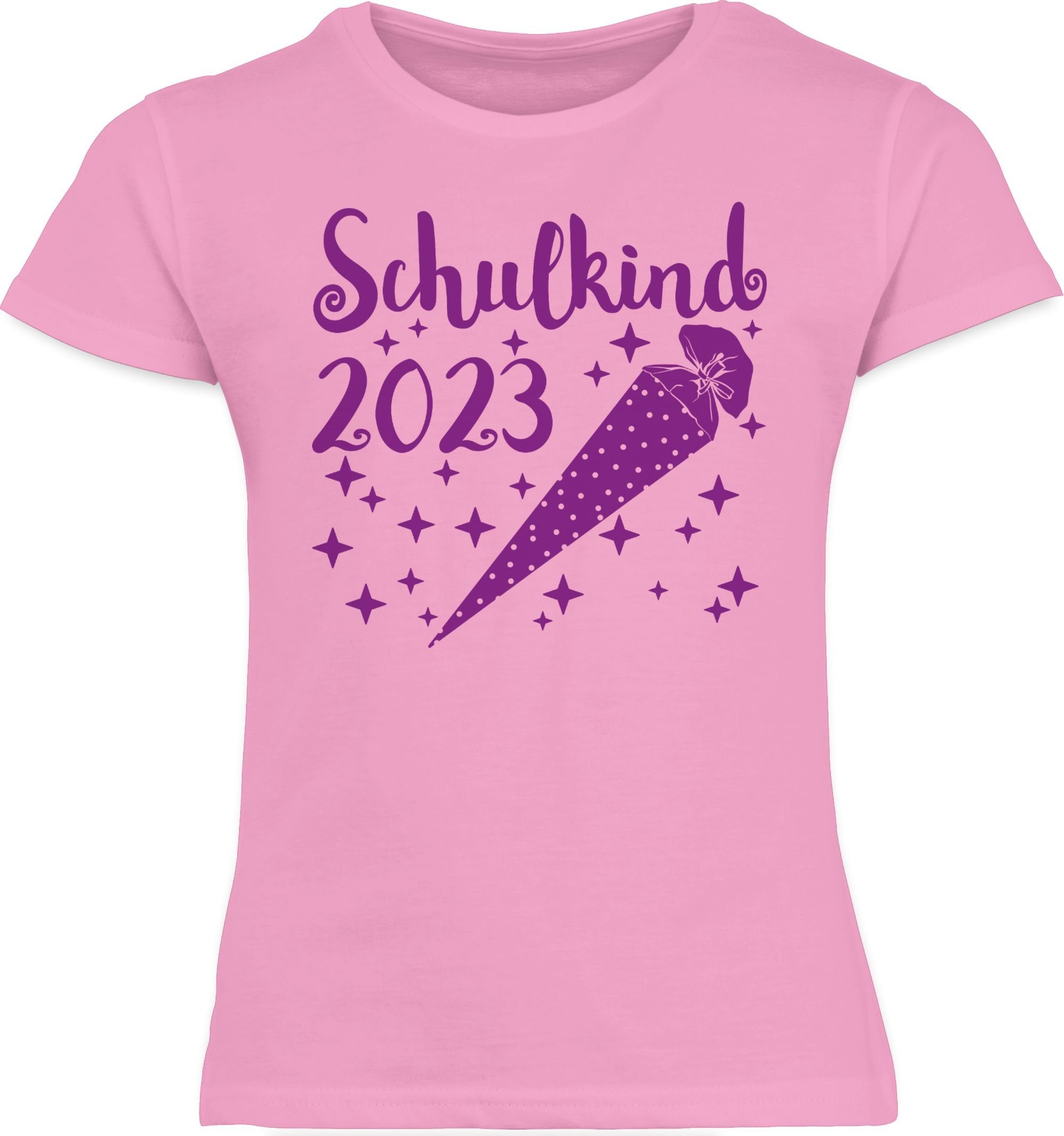 lila Sternchen Schulkind Mädchen 1 - Schultüte Rosa T-Shirt 2023 und Einschulung - Shirtracer