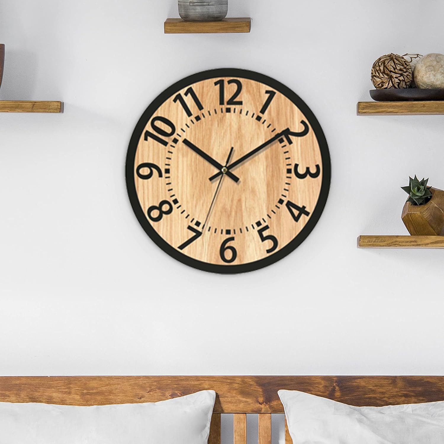 MODFU Wanduhr 34CM große Holz Uhr günstig online kaufen