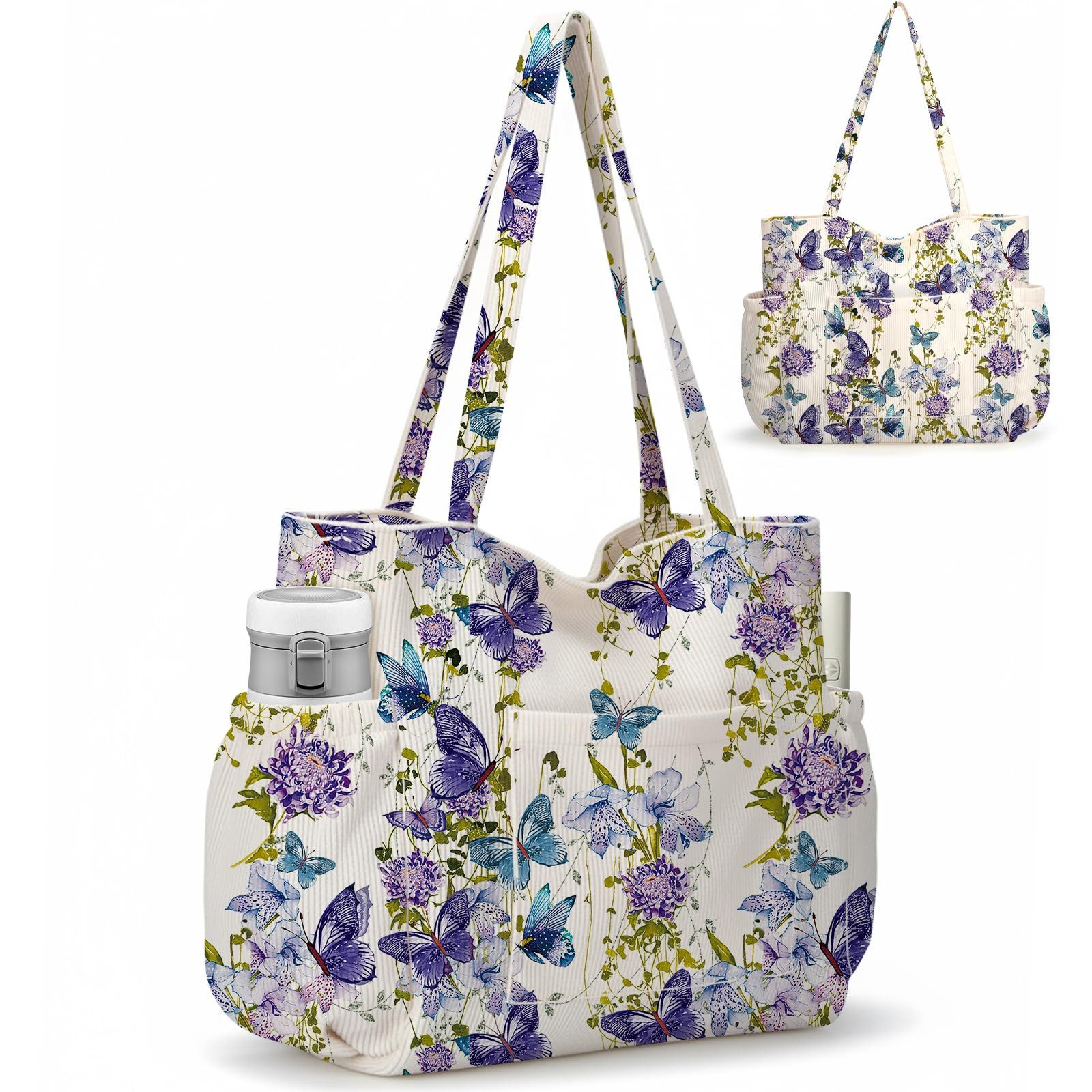 Zaewry Umhängetasche Cord-Shopper für Damen, Schultertasche, stylische Tragetasche, mit 6 Fächern – Umhängetasche für Arbeit, Reisen & Fitnessstudio