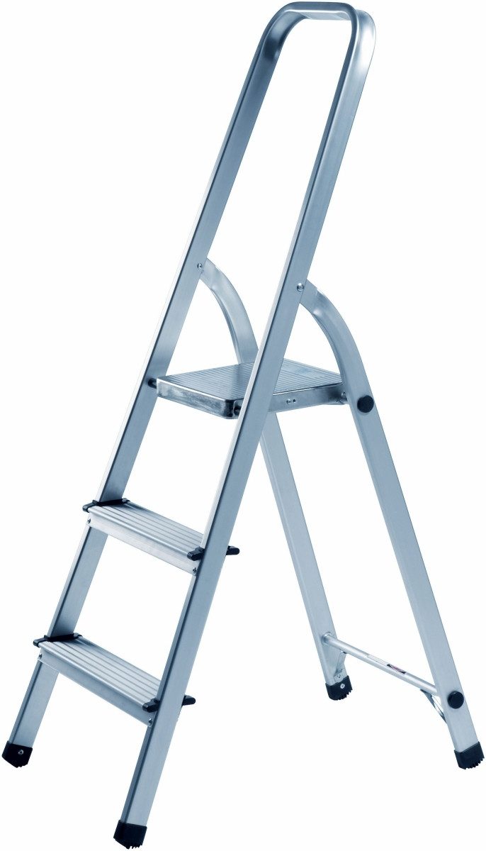 ALCO Vielzweckleiter Haushaltsleiter aus Aluminium 3-stufig Höhe 125cm silber