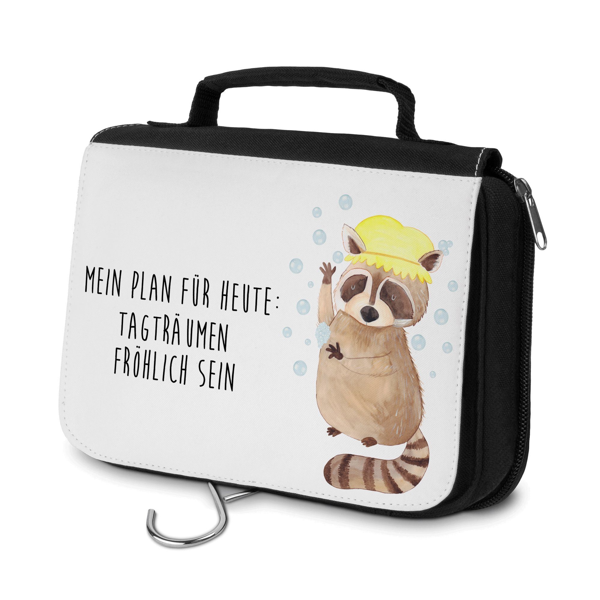 Mr. & Mrs. Panda Kulturbeutel Waschbär - Weiß - Geschenk, Tagträumen, Gute Laune, Waschtasche, Tier (1-tlg)