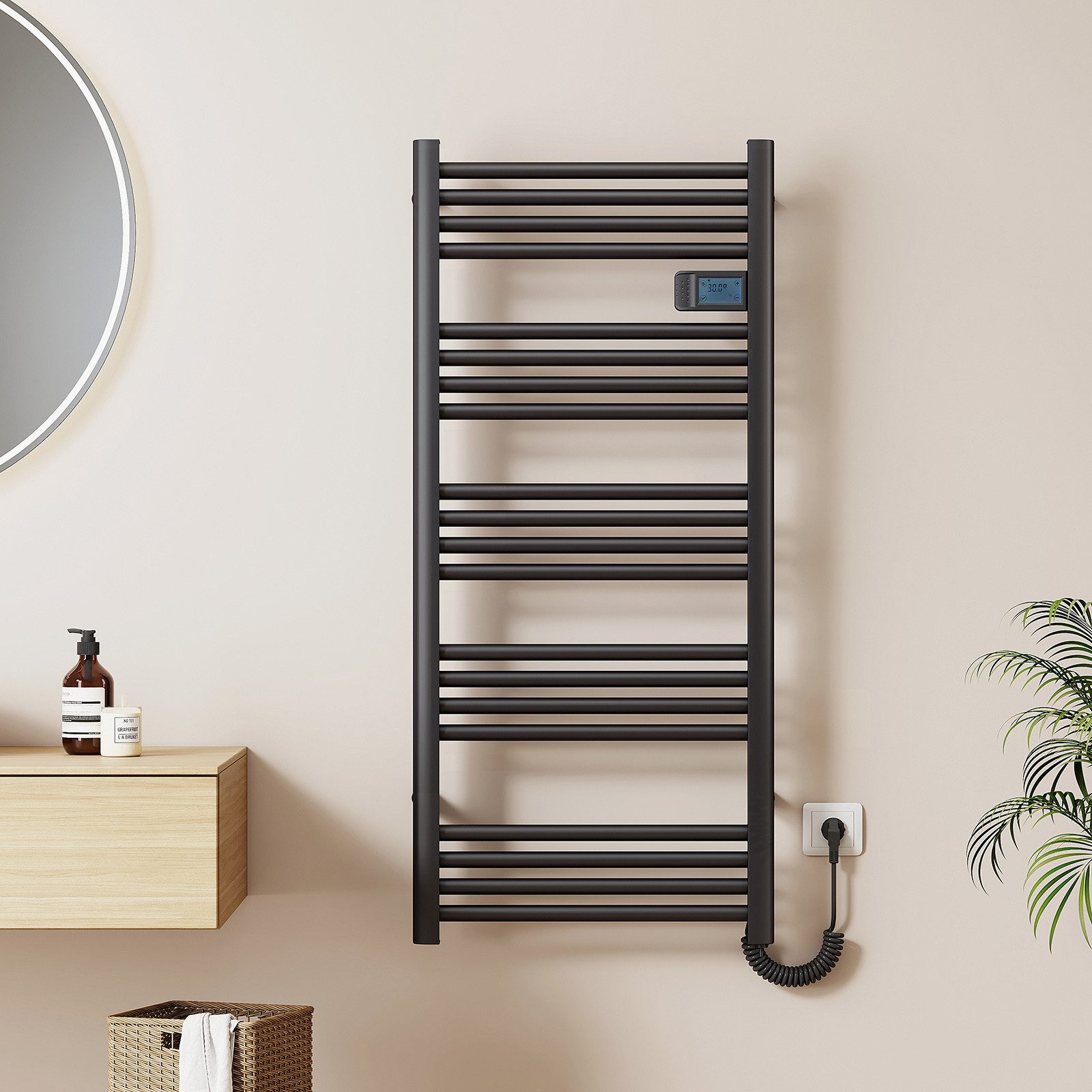 EMKE Elektrischer Badheizkörper Gerade mit Intelligenten Thermostat LED-Tem günstig online kaufen