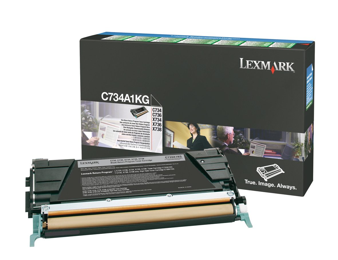 Lexmark Tonerkartusche C734A1KG, (1-St), Toner-Kit schwarz return program schwarz 8000 Seiten