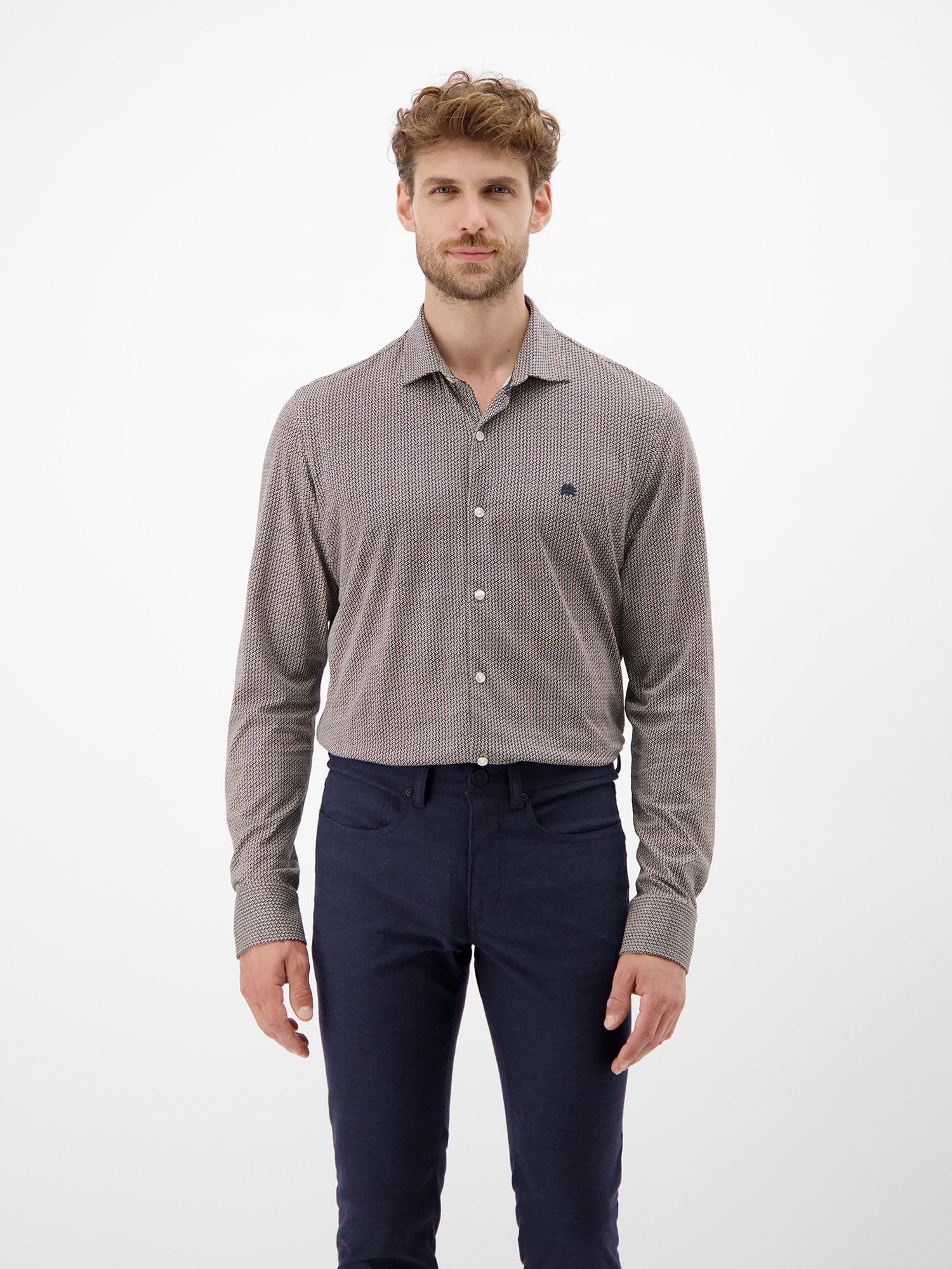 LERROS Karohemd Langarmhemd mit Minimal-Karomuster