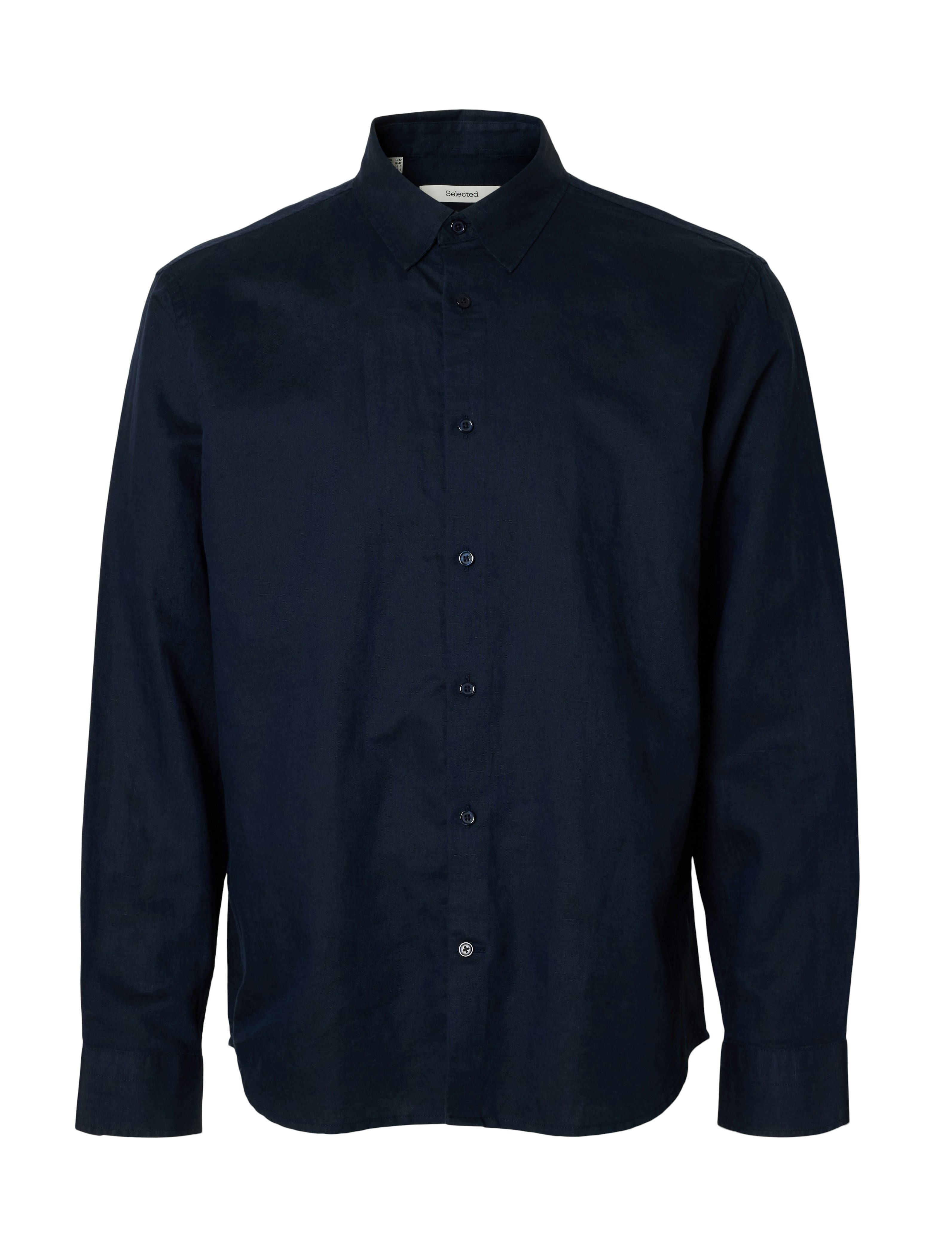 Selected Langarmhemd SLHREGCLAY LINENBLEND LS SHIRT CLA NOOS Materialmix, regular fit – Bild 4 von 5