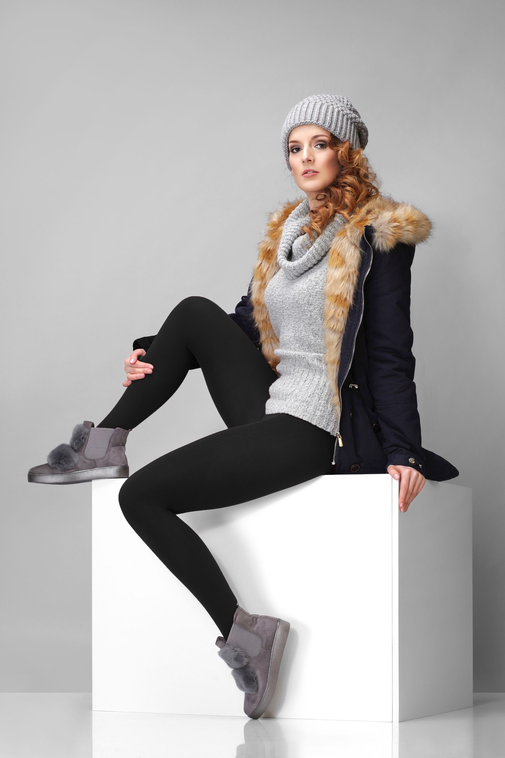 Produktbild von Harlamvar Winter Thermostrumpfhose Damen Warme Hohe Taille Strumpfhose Gefüttert Thermo Strumpfhosen Fake Transparente Verdickte Pantyhose Licht