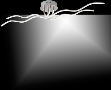 JUST LIGHT Deckenleuchte WAVE, LED fest integriert, inkl. festverbautem LED (3000 Kelvin), feste Arme (wellenförmig)