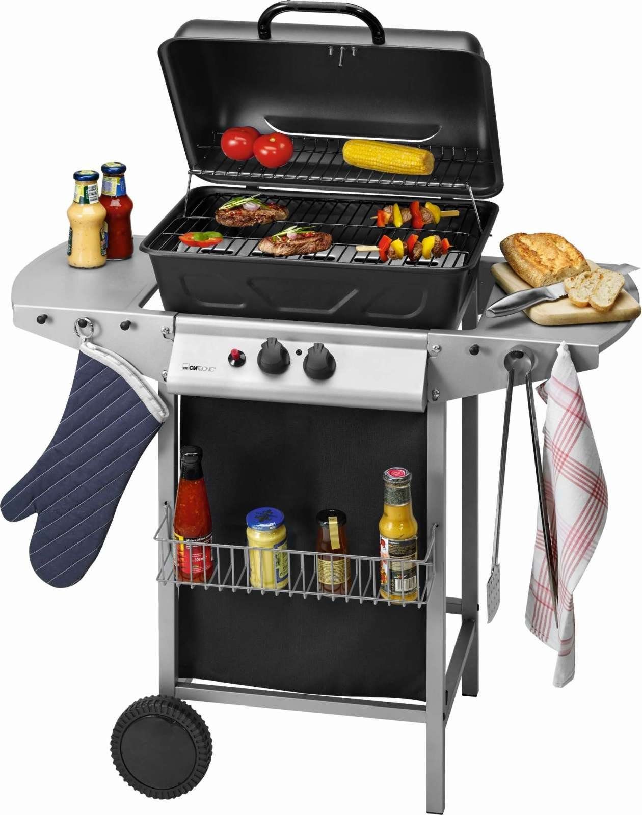 CLATRONIC Kombigrill CLATRONIC Gasgrill Gas Grill Edelstahl Standgrill mit Gas 2 Brenner