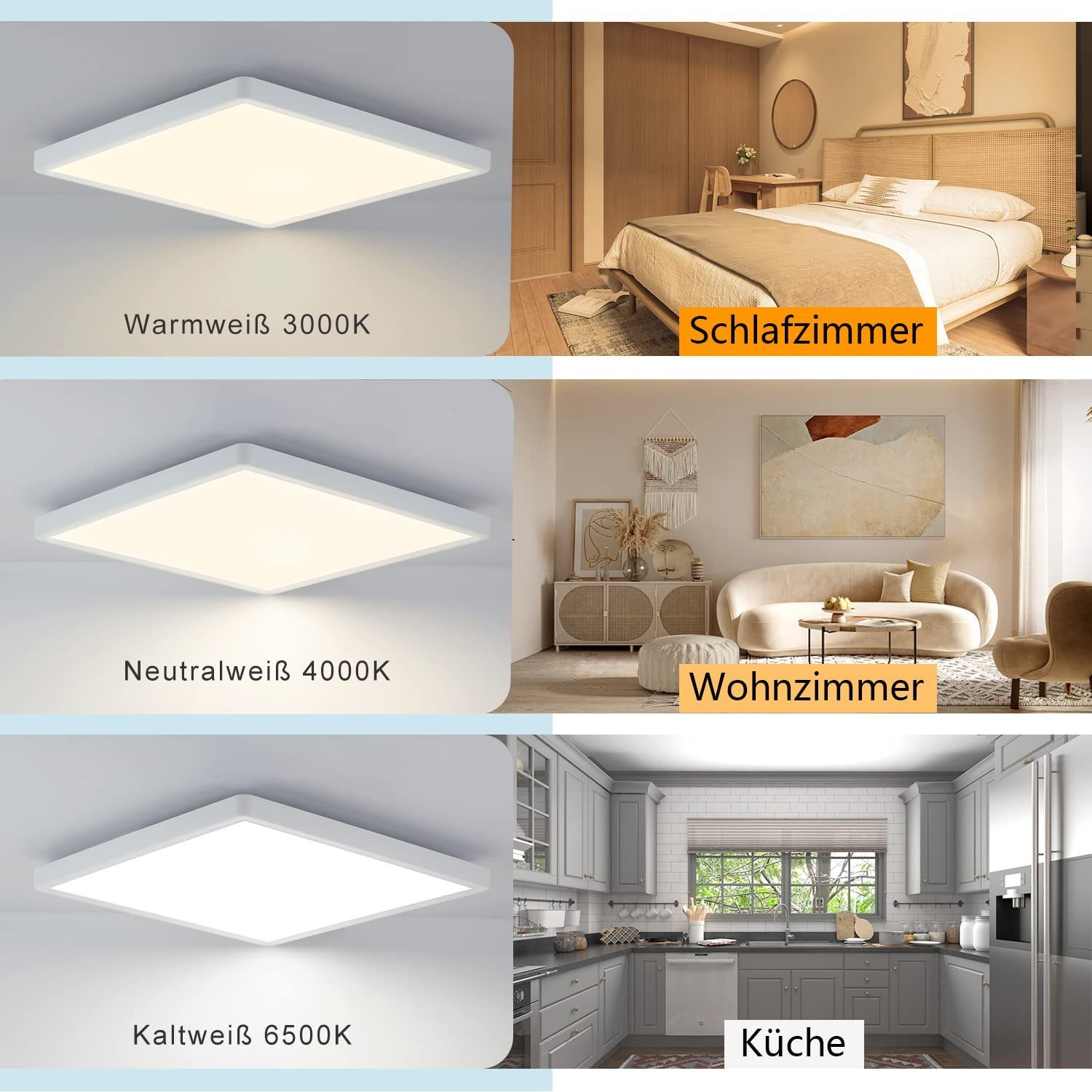 Nettlife LED Panel Dimmbar steuern fest Warmweiß Neutralweiß Küche Fernbedienung Backlight, x 40W, mit 2.5 29.5 cm LED RGB/Smart-APP integriert, 29.5 ‎RGB Wohnzimmer, Schlafzimmer für Kaltweiß, x