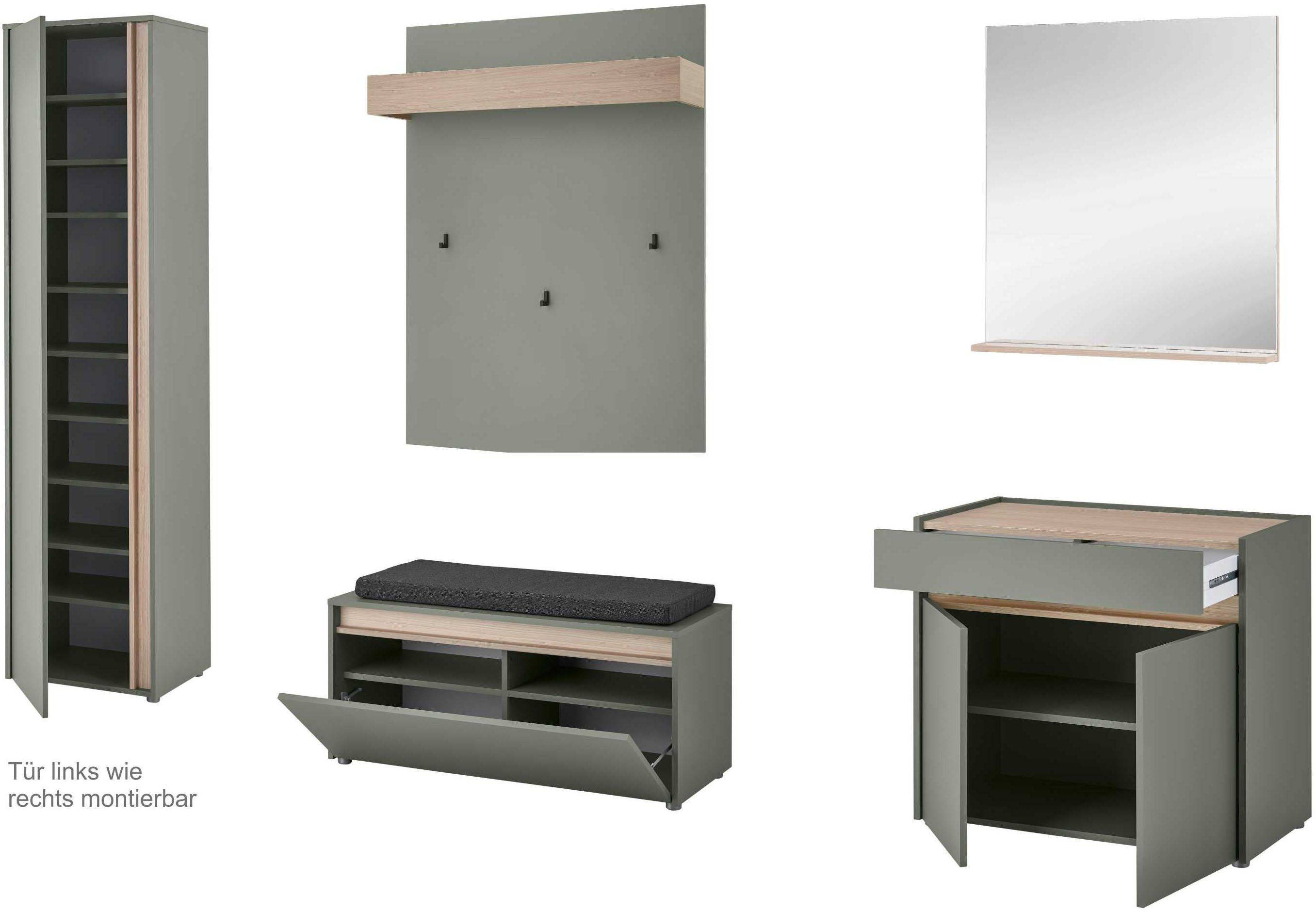 Home affaire Garderoben-Set GIRON/CiTY, moderne Garderobe, Komplettset mit viel Stauraum, (Komplett-Set, 5-St), enthält Schrank, Kommode, Spiegel, Paneel & Schu – Bild 4 von 5