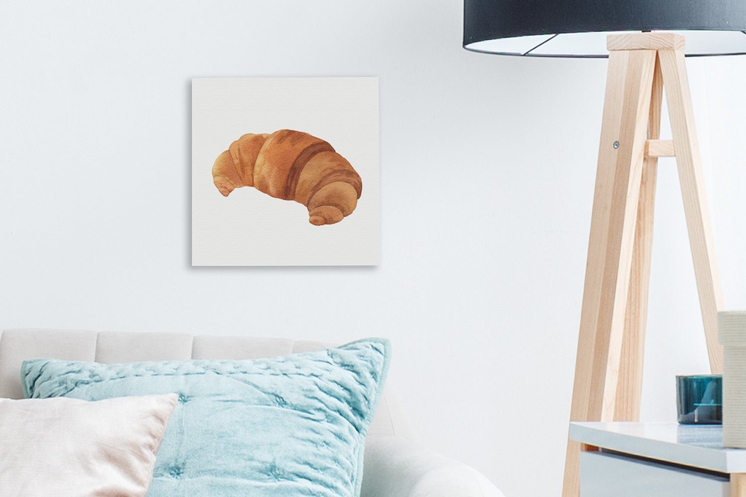 - Leinwand Croissant Schlafzimmer Wohnzimmer Aquarell (1 Lebensmittel, Leinwandbild für OneMillionCanvasses® Bilder St), -