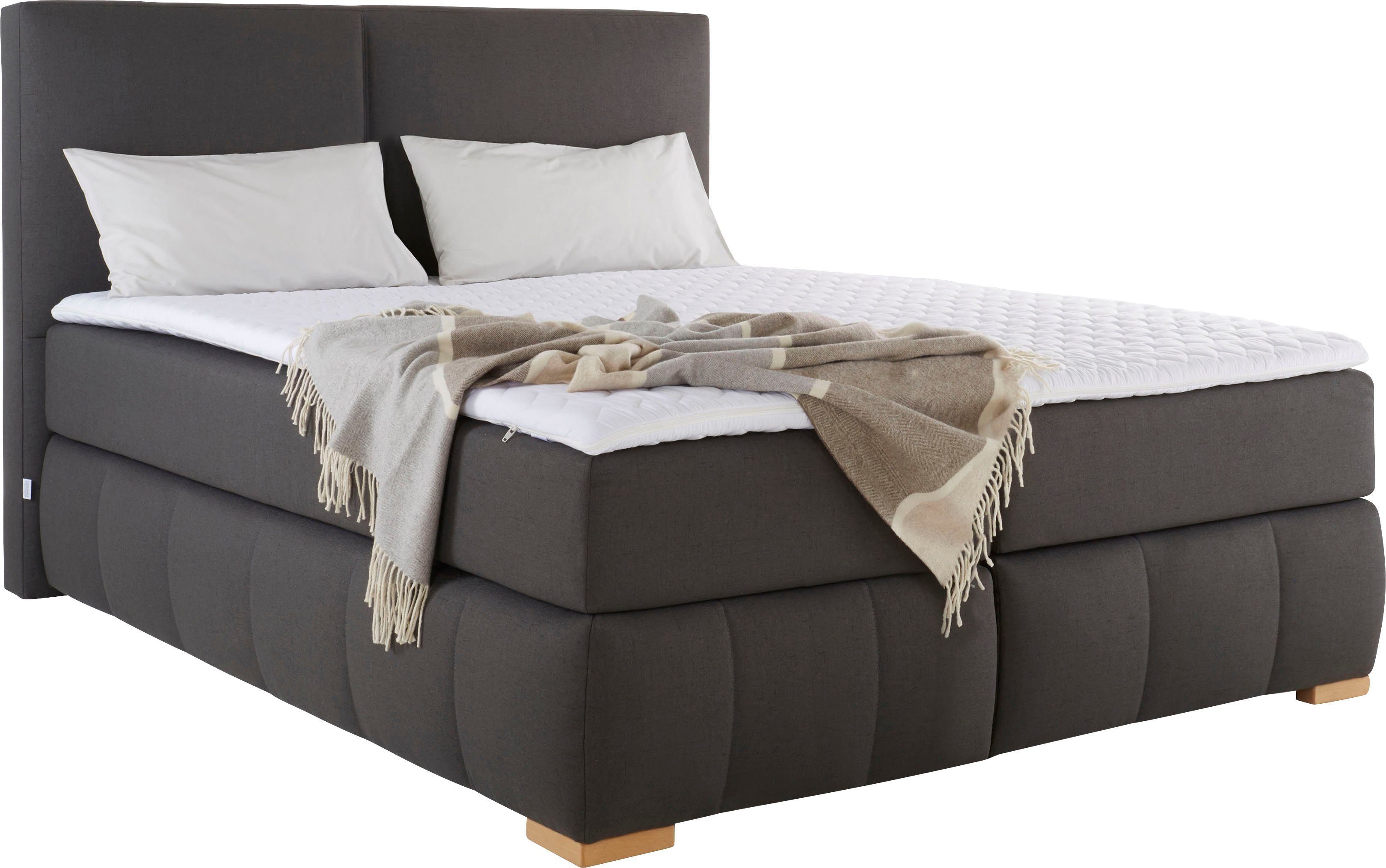 Home affaire Boxspringbett Wehma, inkl. Topper in 3 verschiedenen Matratzen, auch in Samtstoff