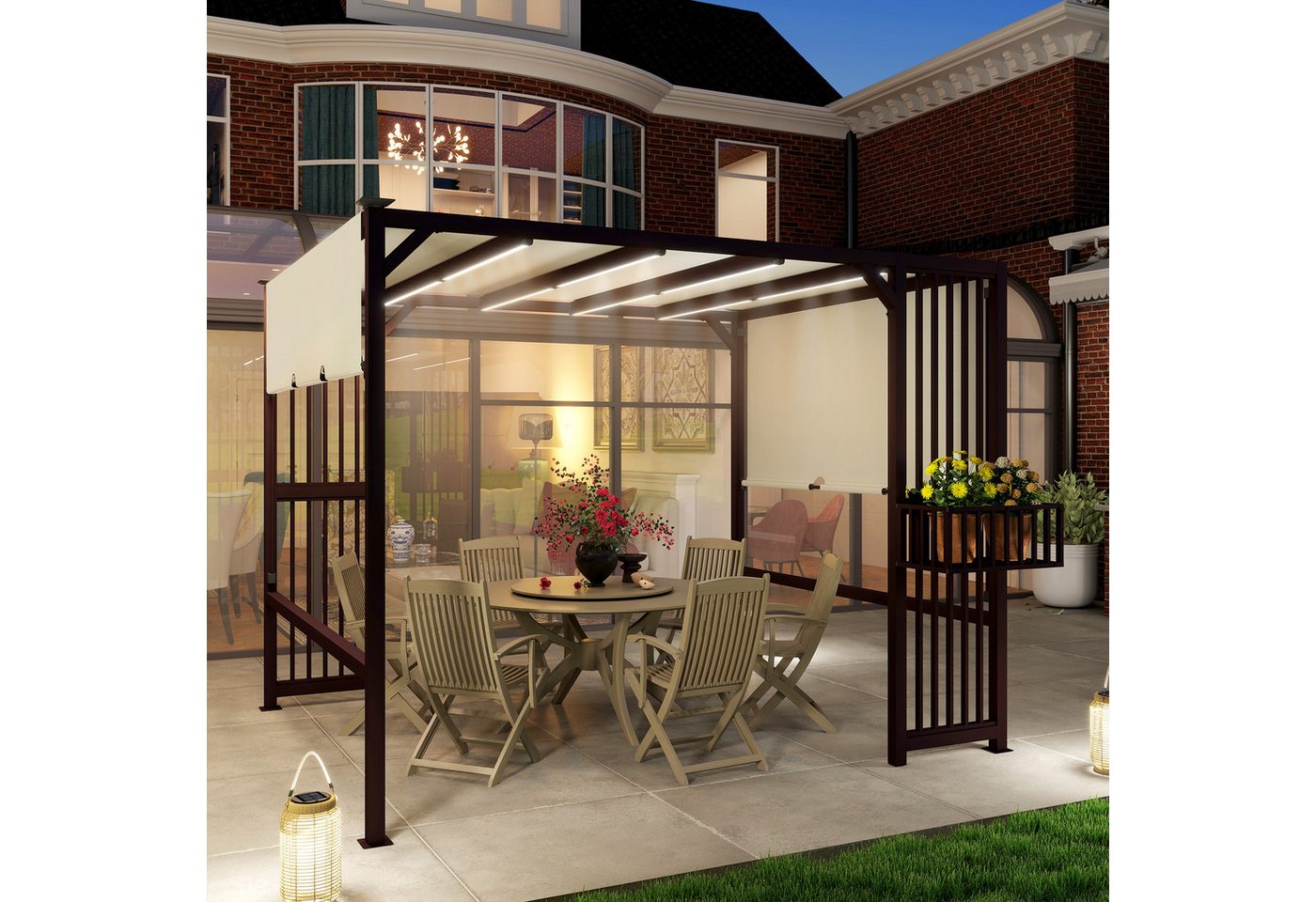 Thumbnail - Outsunny Pavillon UV 30+, mit verstellbar Schiebedach, (Pergola, Terrassenüberdachung), 3 x 2,5m, freistehend, für Garte...