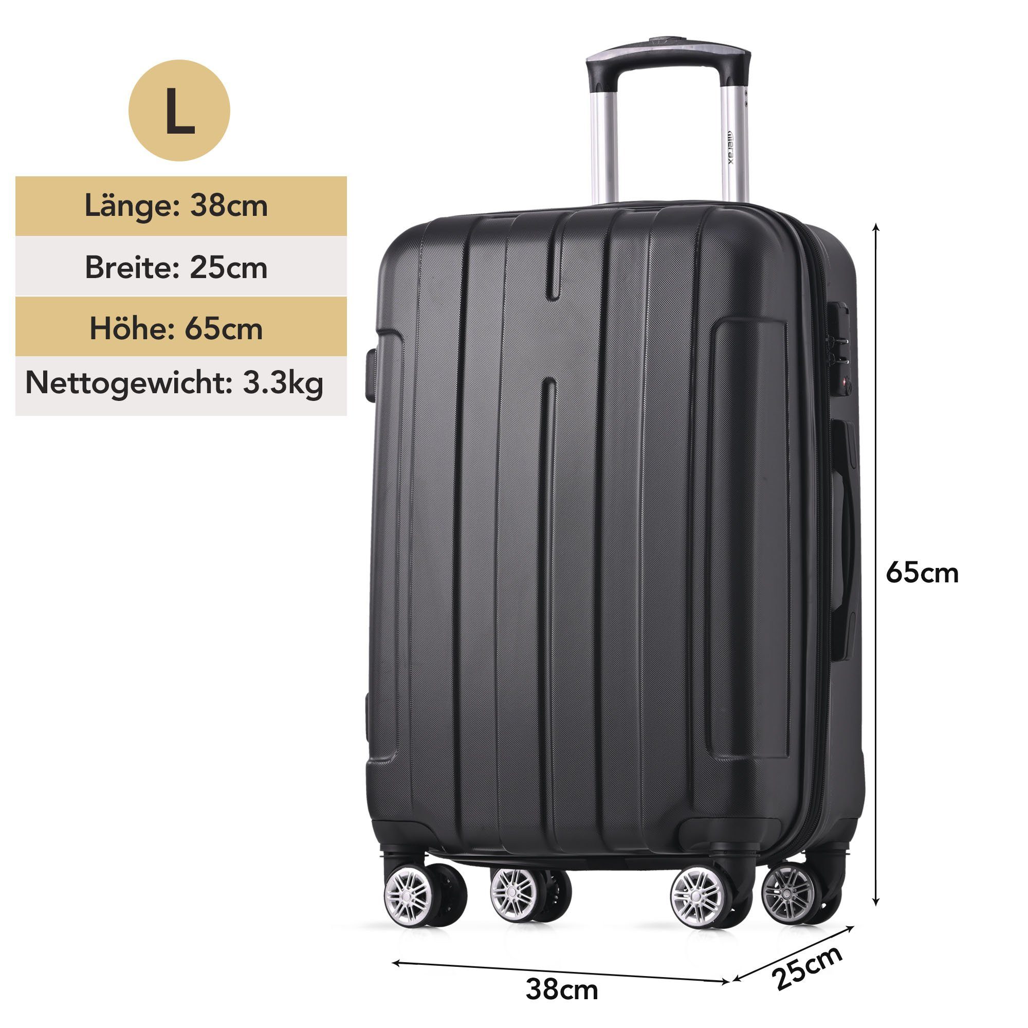 Hartschalen-Trolley Hartschalen-Handgepäck, 4 Rollen, Koffer mit TSA-Schloss und Universalrad, Erweiterbar Seitengriff