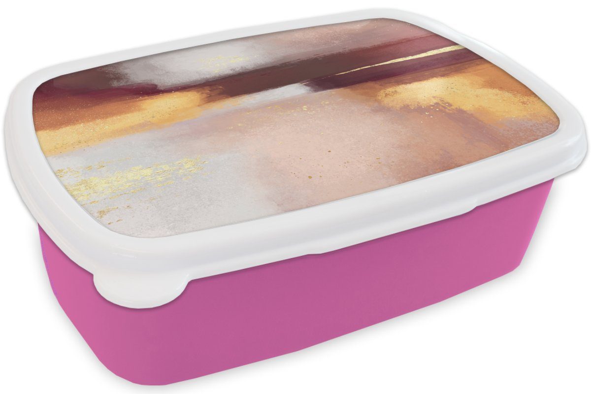 Kinder, (2-tlg), Mädchen, Pastell, Kunststoff, - rosa Abstrakt Malen Lunchbox Brotdose Snackbox, Erwachsene, Brotbox für - MuchoWow Kunststoff