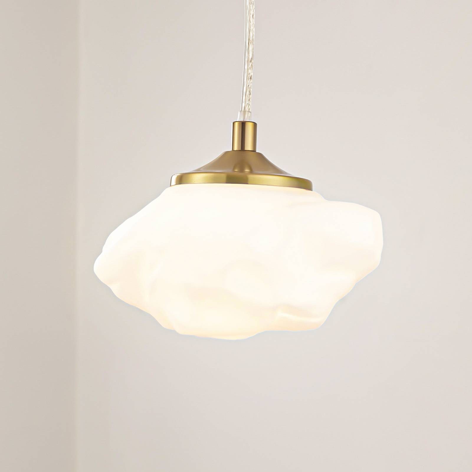 Lindby Hängeleuchte Piatra, Glas Weiß IP20, 1 x 8 W LED