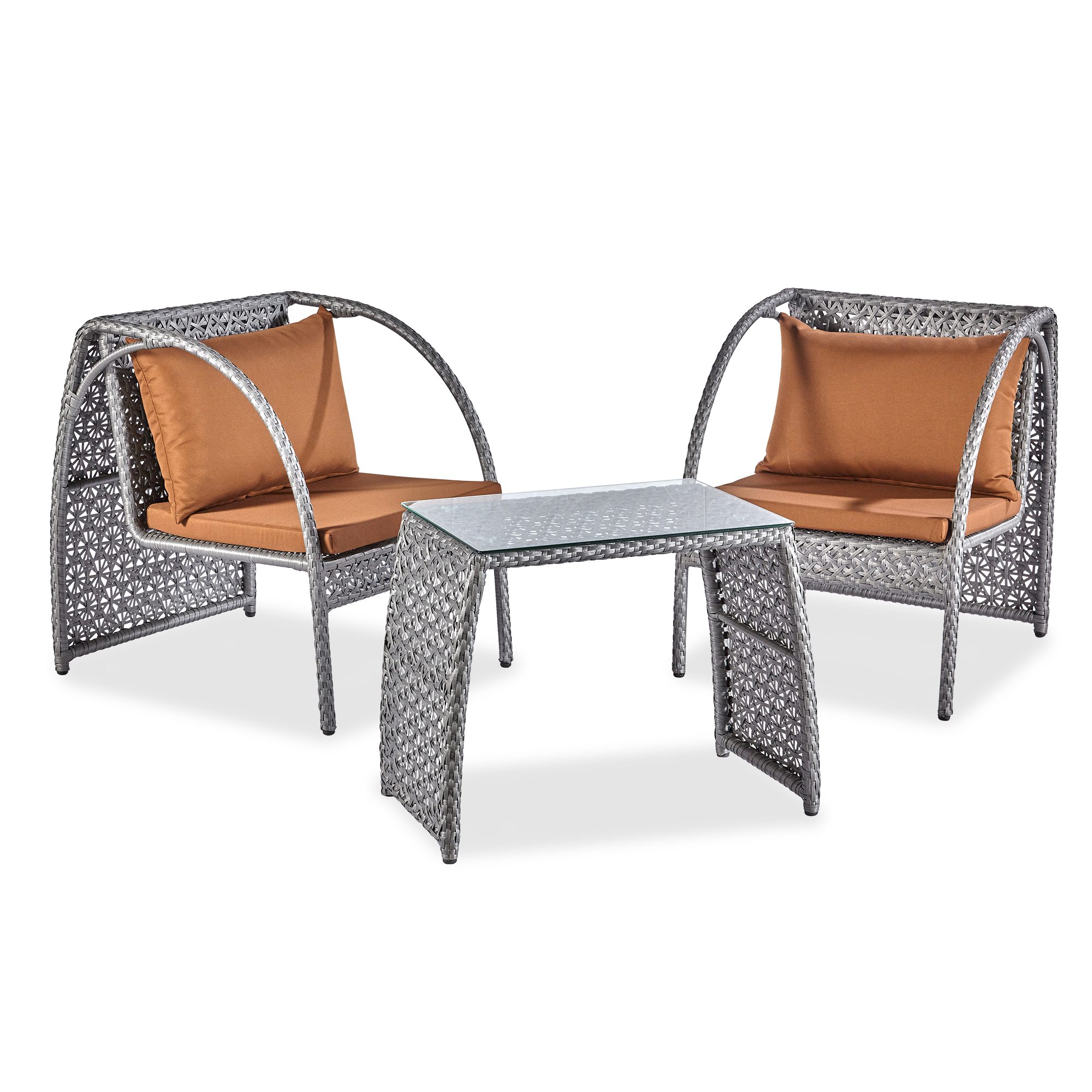 wuuhoo Loungeset Polyrattan Lounge Garnitur Valencia I Set 3-teilig, Design Sitzgruppe in anthrazit für Garten und Terrasse incl. Sitzkissen I Aluminiumgestell Glastisch I Wetterfest für Innen und Außen