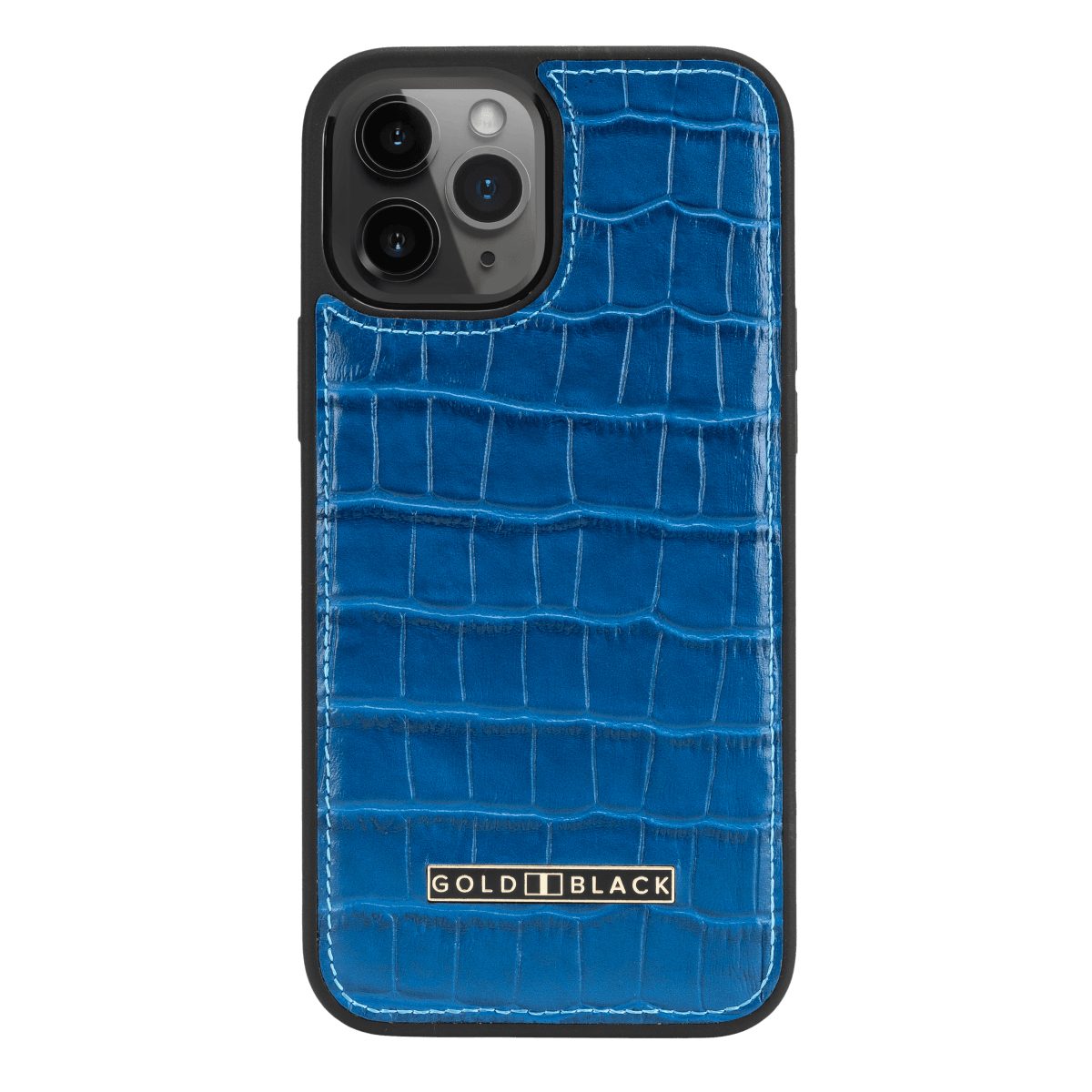 GOLDBLACK Handyhülle GOLDBLACK iPhone 12 Pro Max Lederhülle KROKO-PRÄGUNG Blau