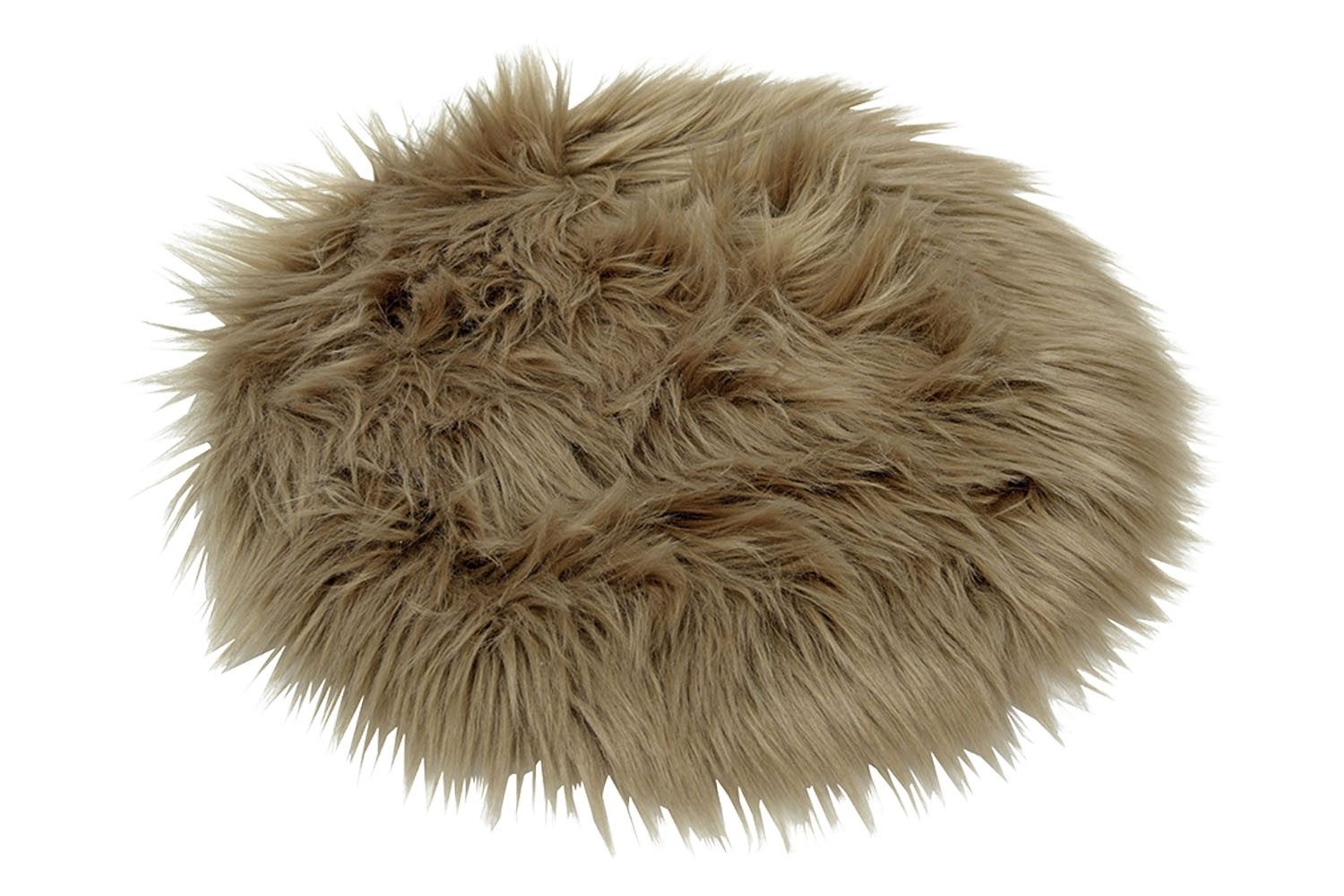 Fellteppich Kunstfell FUR, Ø 35 cm, Taupe, Acryl, Polyester