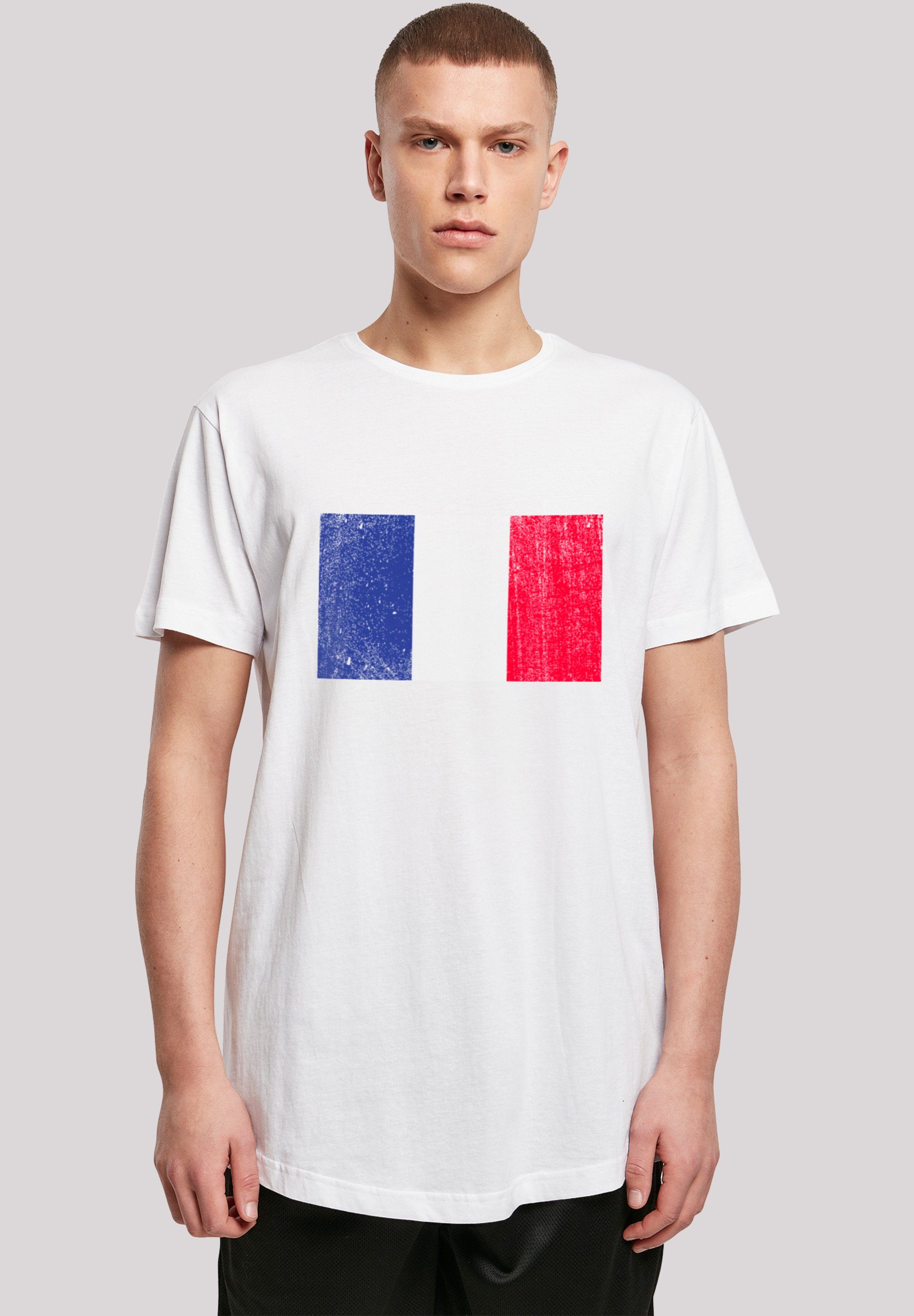 F4NT4STIC T-Shirt France Frankreich Flagge distressed Print weiß