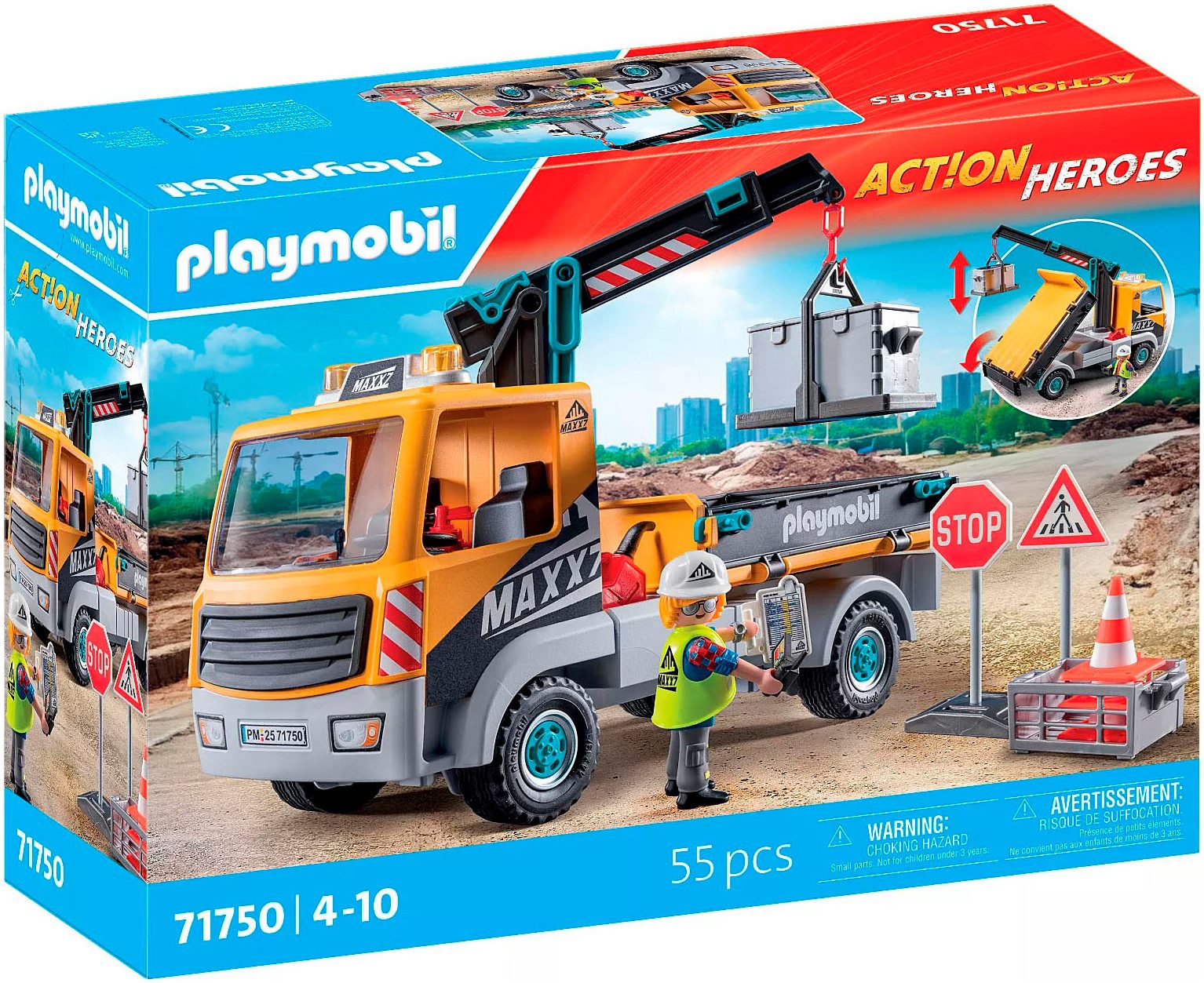 Playmobil® Baustellen-LKW mit Kran (71750), Playmobil Action Heroes Konstru günstig online kaufen