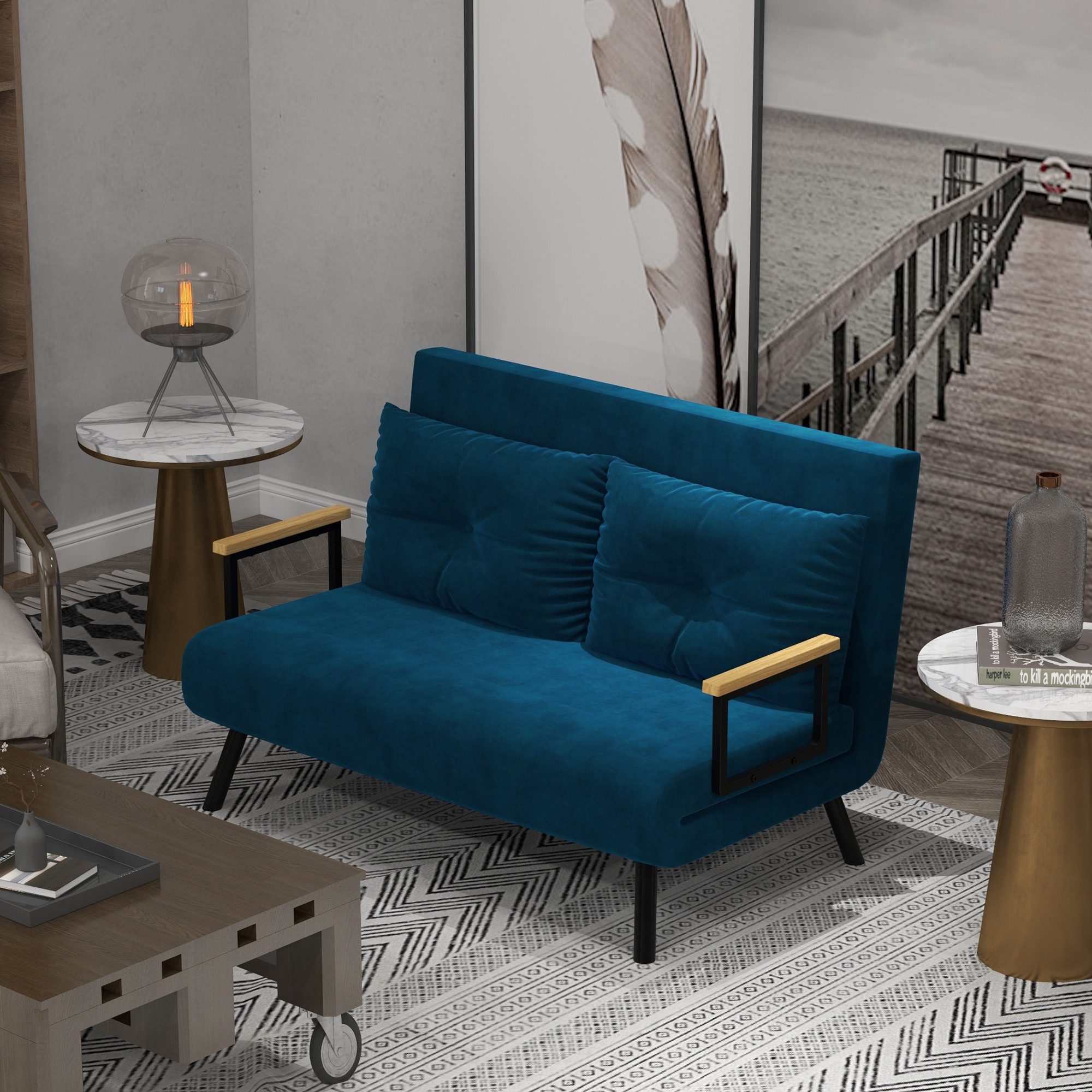HOMCOM Schlafsofa Polystersofa mit Verstellbarer Rückenlehne günstig online kaufen