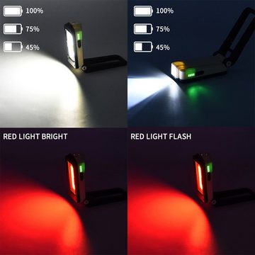BlingBin LED Arbeitsleuchte LED COB KFZ Arbeitsleuchte Akku Werkstattlampe Handlampe Mit Magnet, Arbeitslampe mit Magnetfuß und Haken für Reparatur, ohne Leuchtmittel, Kaltweiß