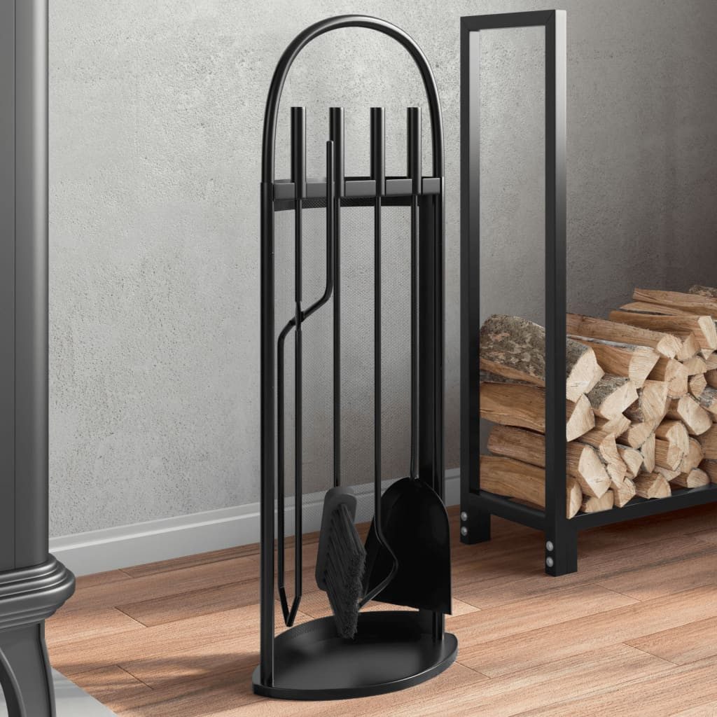 vidaXL Reinigungselement 5-teiliges Kaminbesteck-Set 23 x 15 x 66 cm Stahl